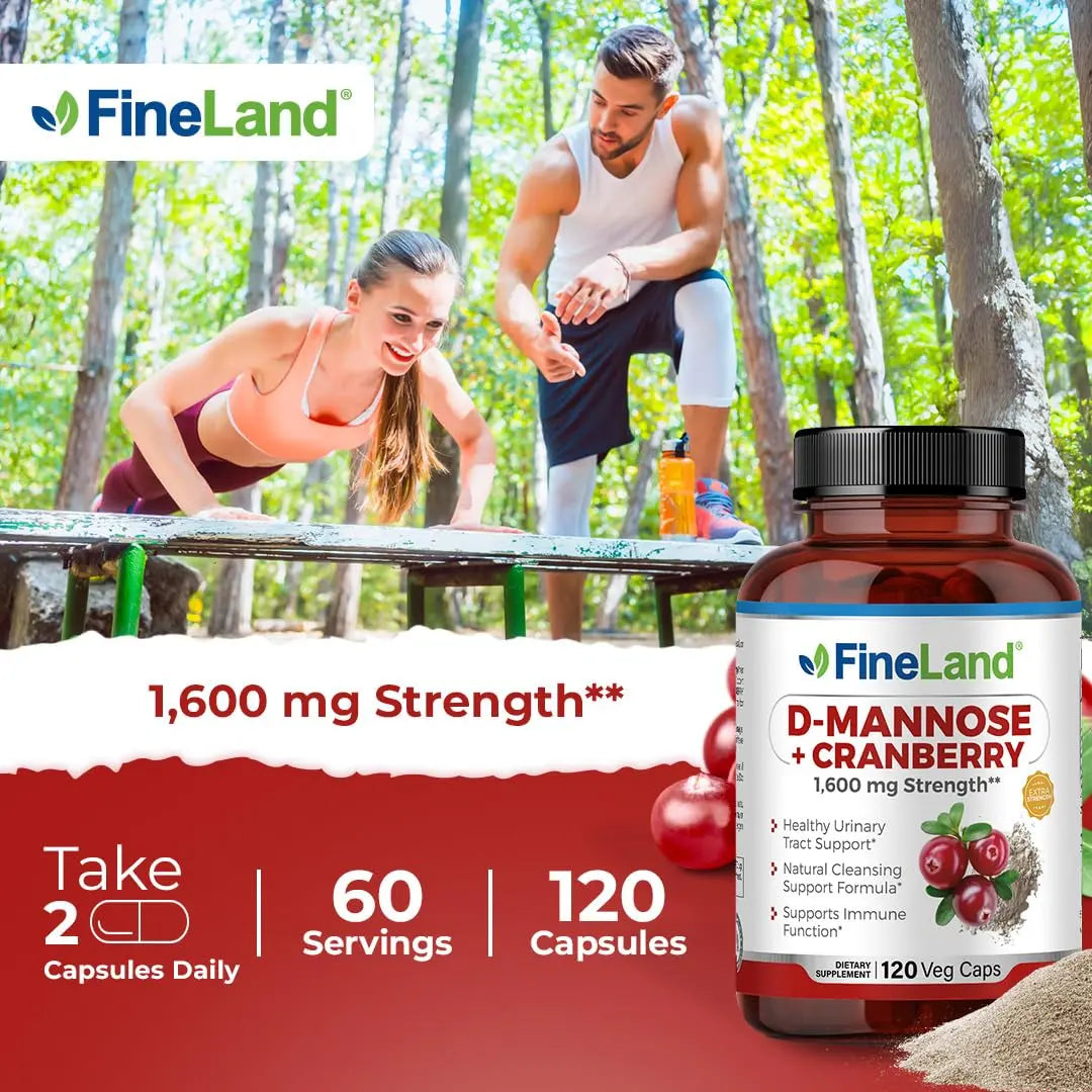 FineLand D-Mannose + Cranberry – 1600mg per Serving – 120 Vegan Capsules – Urinary Tract & Bladder Health Support – Non-GMO, Gluten-Free, Made in USA FineLand buy supplements canada