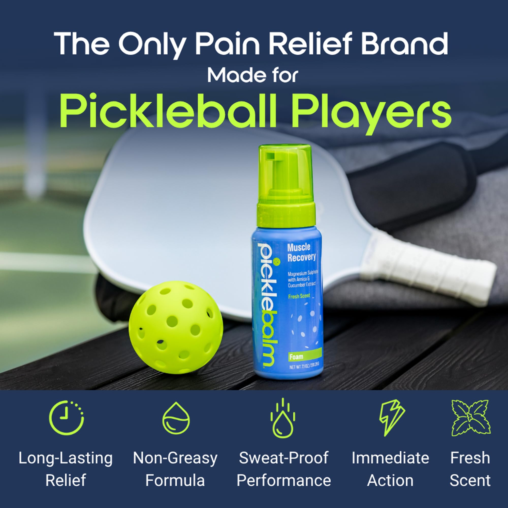 PickleBalm Pickleball Post-Game Foam Muscle Cramp Relief and Relaxer with Magnesium Sulphate, Arnica & Cucumber Extract for Pain and Leg Cramps, Sore Muscle Relief, 7.1oz Bottle PickleBalm buy supplements canada