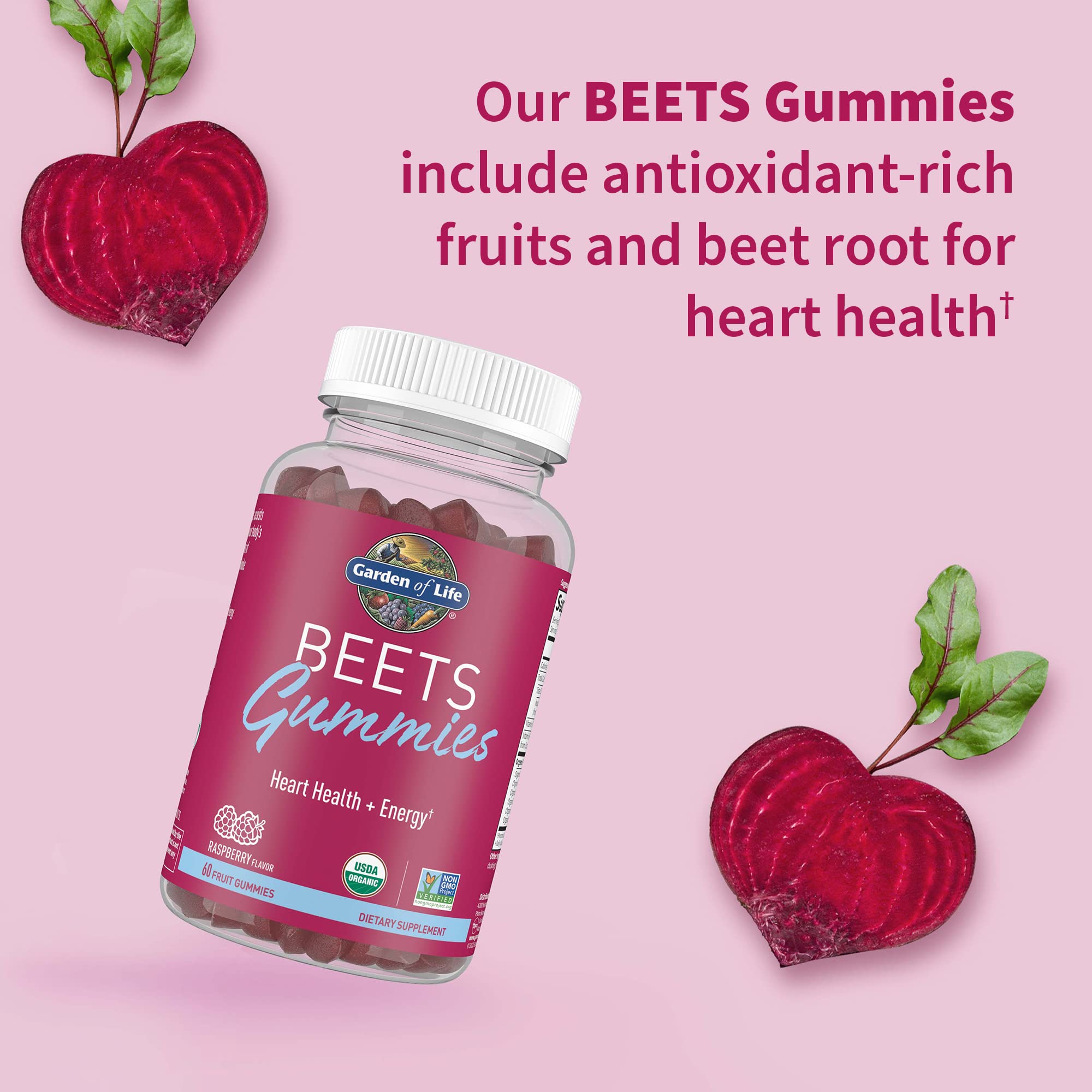 Garden of Life Organic Beet Root Gummies Made from Pectin with Antioxidants, Vitamin C, Vitamin D & B12 for Heart Health & Energy – BEETS Gummies – Vegan, Gluten Free, Non GMO, Raspberry, 30 Servings Garden of Life buy supplements canada