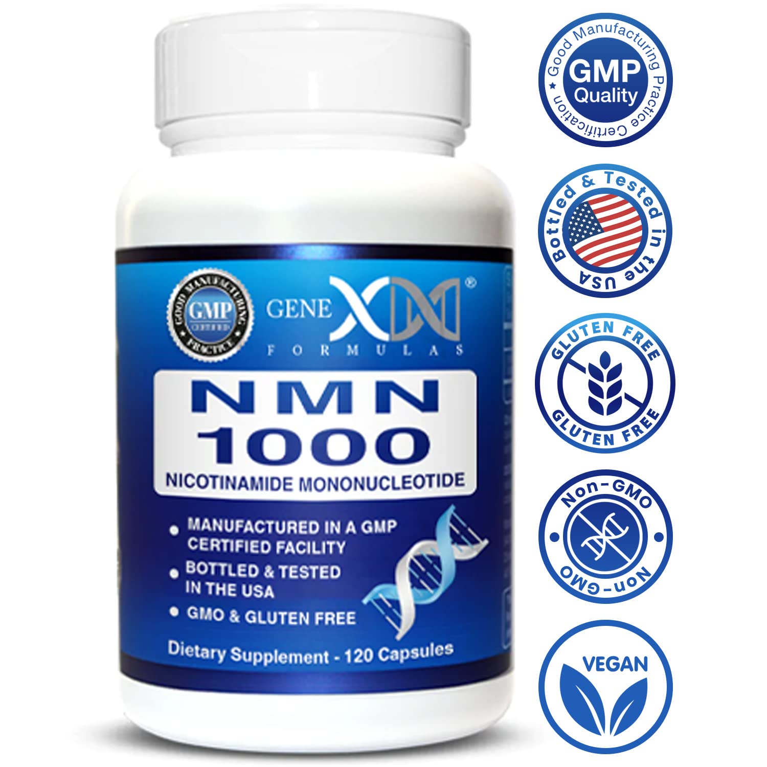 Genex Formulas NMN 1000mg - 99% Pure Shelf Stabilized Supplement Capsules for Increased NAD Levels & Healthy Aging, GMP Certified, 1000mg per Serving, 120 Capsules Genex Formulas buy supplements canada