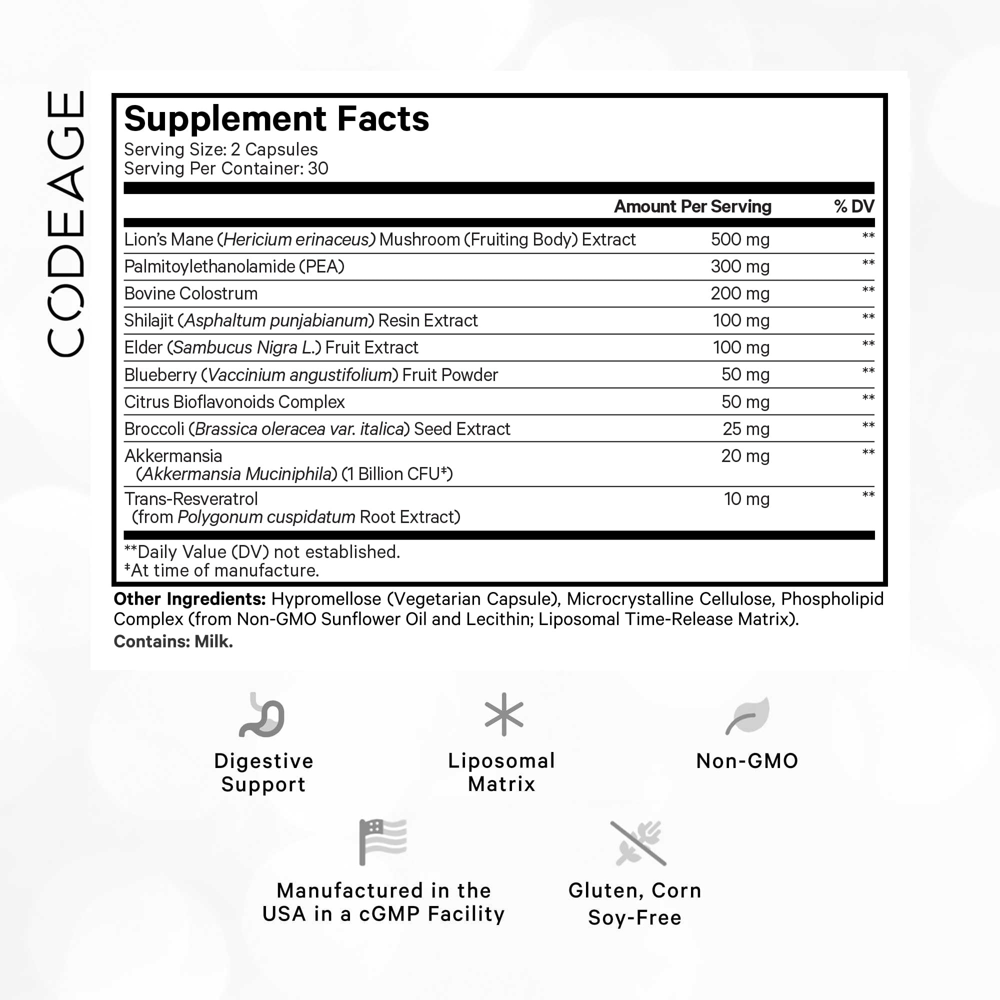 Codeage GLP-Harmony Companion+ Supplement - GLP-1 Agonist Support - Lion's Mane, Pea, Colostrum, Shilajit, Akkermansia, Elder, Citrus Bioflavonoids, Broccoli, Resveratrol - Non-GMO - 60 Capsules Codeage buy supplements canada
