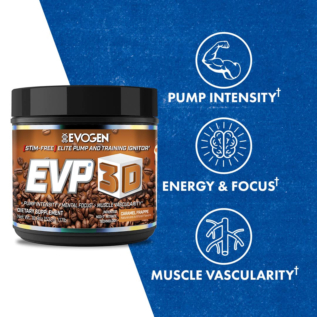 Evogen EVP 3D Caramel Frappe | Xtreme Stimulant Free Pre-Workout Powder, Arginine Nitrate Evogen buy supplements canada