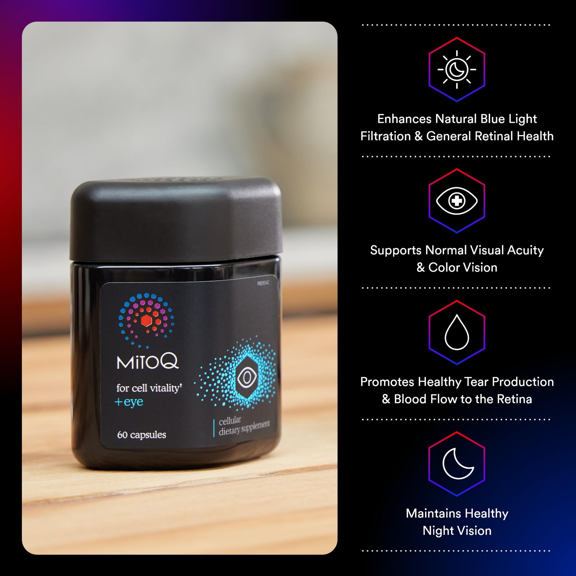 MitoQ +Eye – Eye Health Supplement with Lutein & Zeaxanthin (5:1 Ratio), Bilberry, Maritime Pine Bark, Zinc, Mitoquinol | Supports Macular Health, Visual Clarity & Blue Light Defense MitoQ buy supplements canada