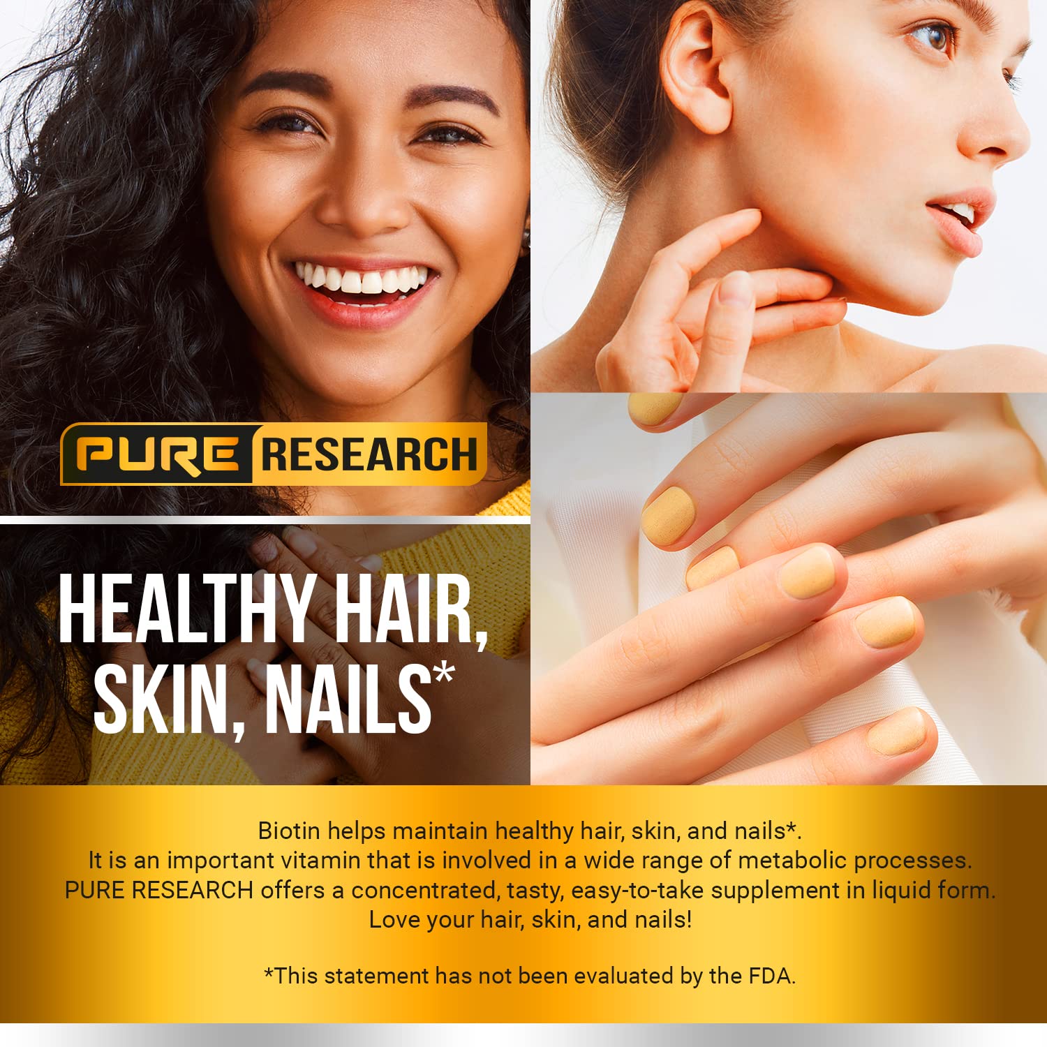 PURE RESEARCH Liquid Biotin & Collagen Hair Growth Drops 60,000mcg – Biotin and Liquid Collagen Supplements for Women & Men – Supports Glowing Skin PURE RESEARCH buy supplements canada