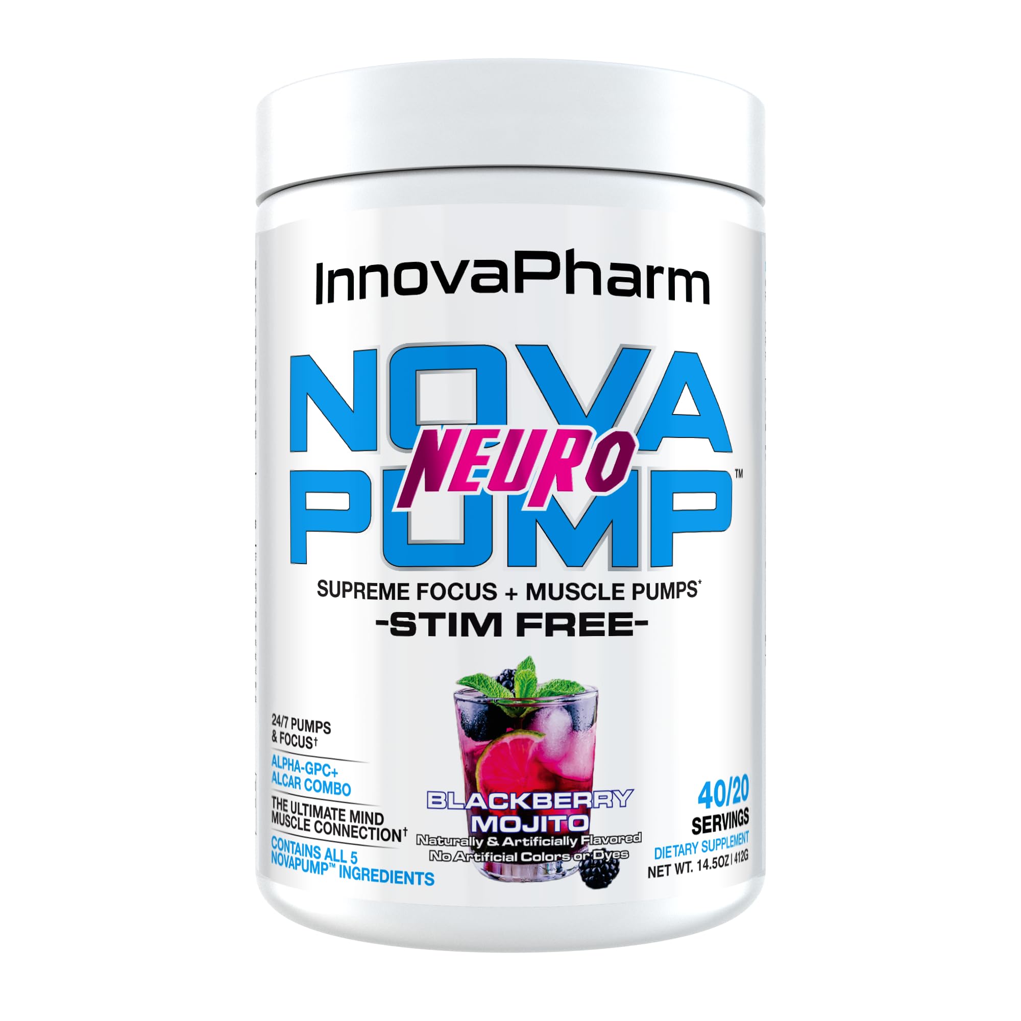 InnovaPharm NOVAPUMP Neuro (BlackBerry Mojito) Powder - 14.5 Ounces InnovaPharm buy supplements canada