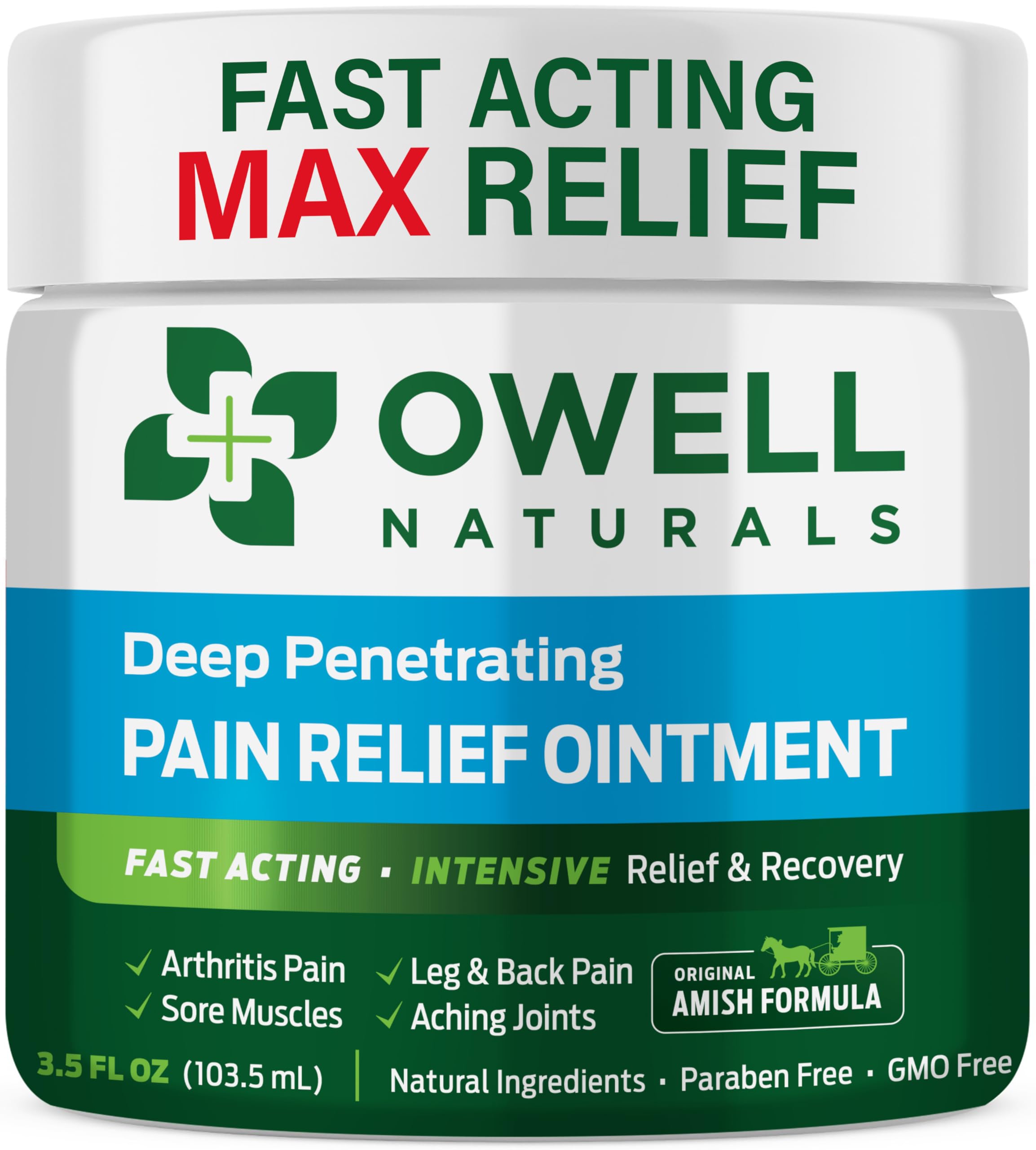 OWELL NATURALS Pain Relief Ointment Deep Penetrating Fast Acting Formula for Arthritis, Joint & Muscle Discomfort, Stiffness, Long-Lasting Soothing Balm, 3.5 oz Owell Naturals buy supplements canada