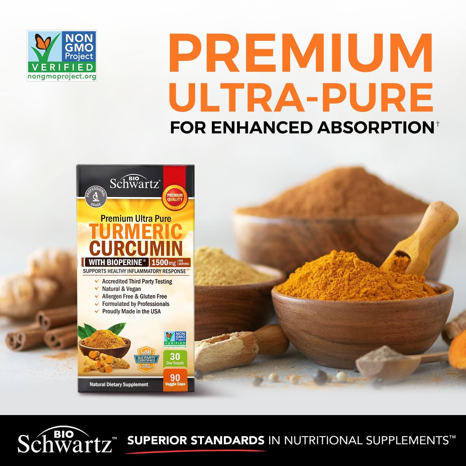 Turmeric Curcumin with Black Pepper Extract 1500mg - High Absorption BioSchwartz buy supplements canada