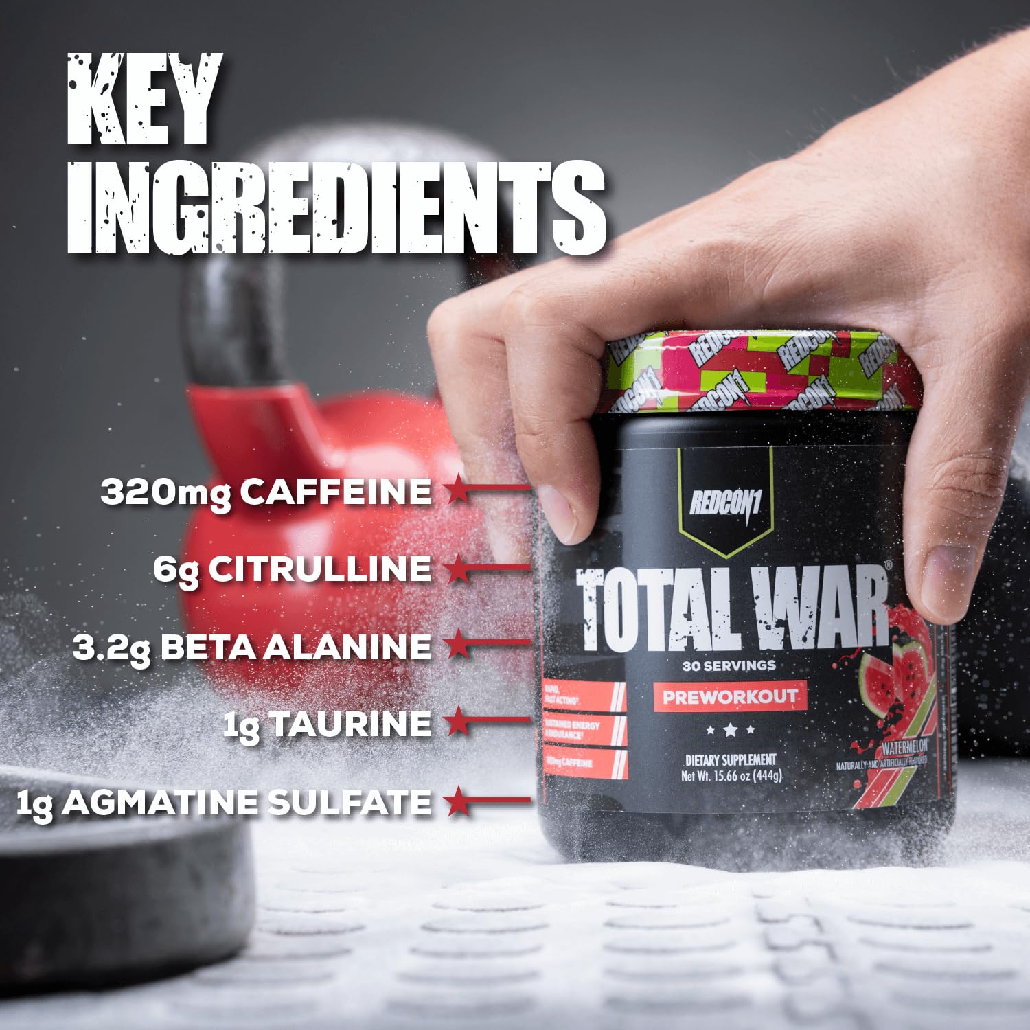 REDCON1 Total War Pre Workout Powder, Kiwi Lime - Beta Alanine + Citrulline Malate Keto REDCON1 buy supplements canada