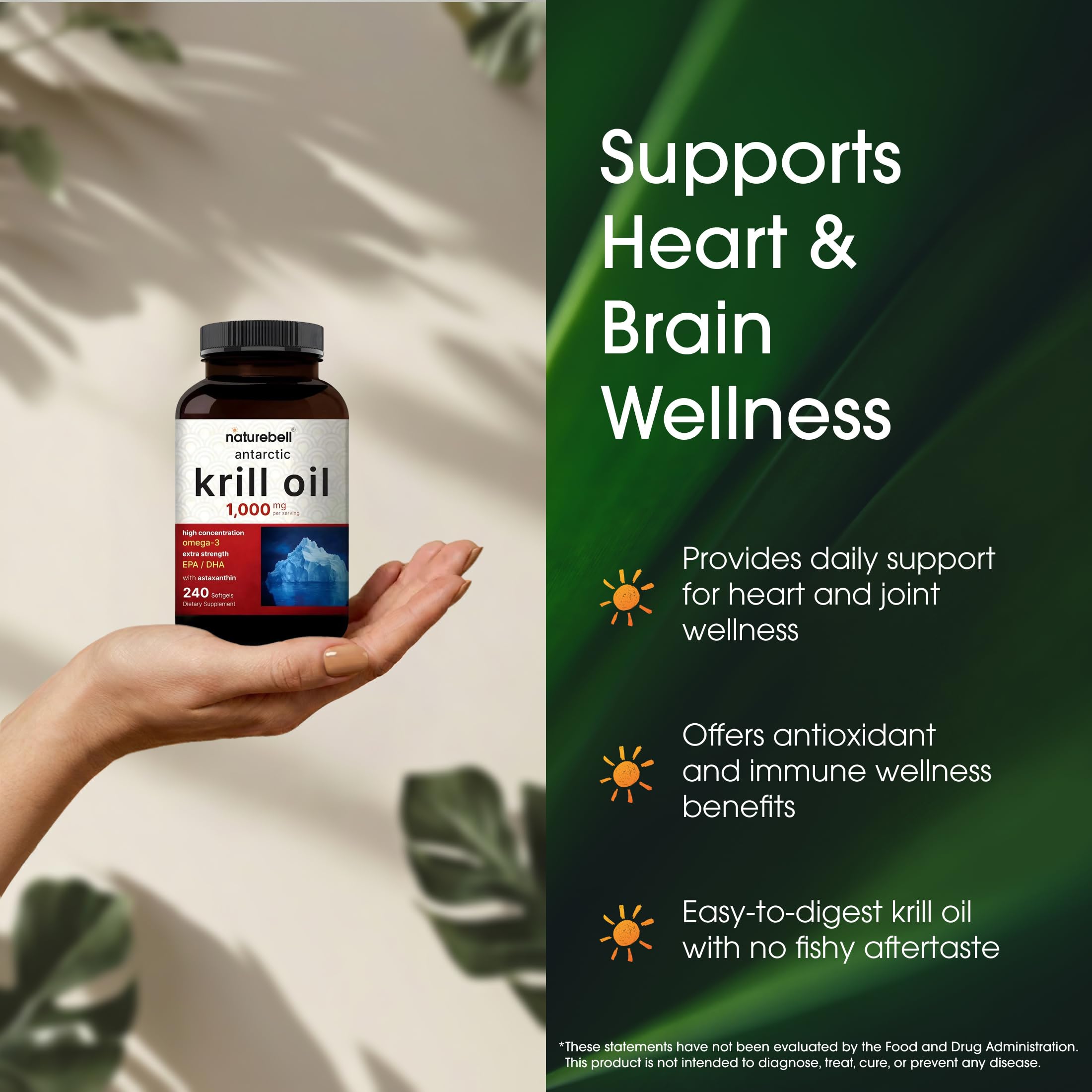 NatureBell Antarctic Krill Oil 1,000mg - 240 Softgels - Omega-3 Heart, Joint & Immune Health Support* NatureBell buy supplements canada