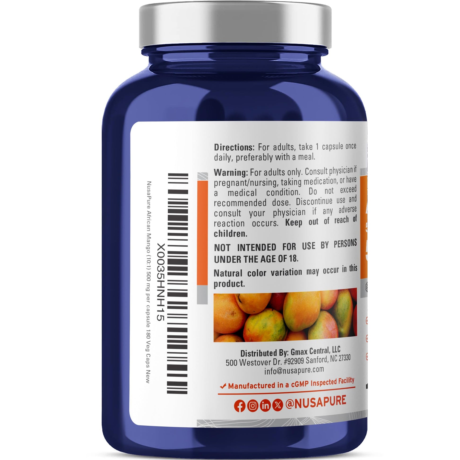 NusaPure African Mango 10:1 Extract, 500 mg Equivalent to 5,000 mg per Veggie Caps 180 Capsules (Non-GMO, Vegan) NusaPure buy supplements canada