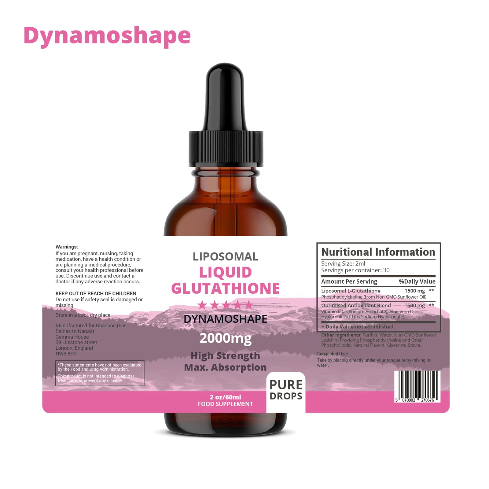 Liposomal Glutathione 2000mg with Vitamin C, Oral Glutathione Liquid, Antioxidant Supplement for Detox, Superior Absorption, Higher Dosage (Pack of 1) baanaas For Babies to Nanas buy supplements canada