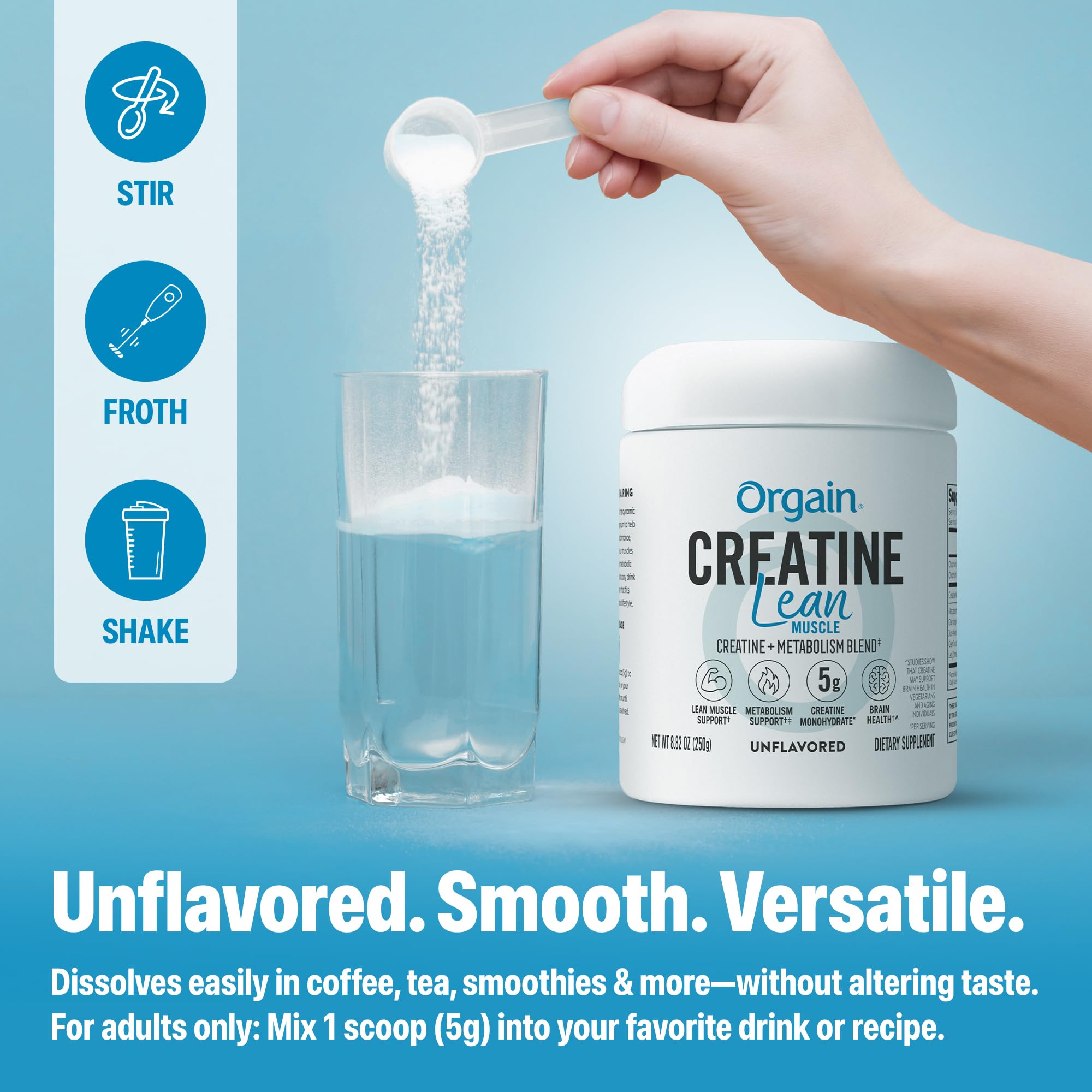 Orgain Micronized Creatine Monohydrate Lean Muscle Powder with Metabolism Blend, Unflavored, 50 Servings, Supports Muscle Strength and Brain Health, No Dairy or Soy, Gluten Free, Vegan Orgain buy supplements canada