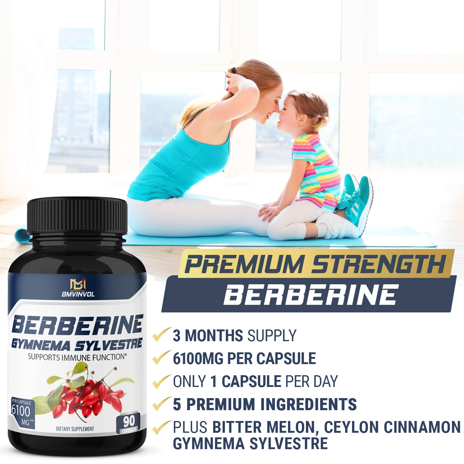 BMVINVOL 5-in-1 Berberine Supplement 6100mg with Ceylon Cinnamon, Gymnema BMVINVOL buy supplements canada
