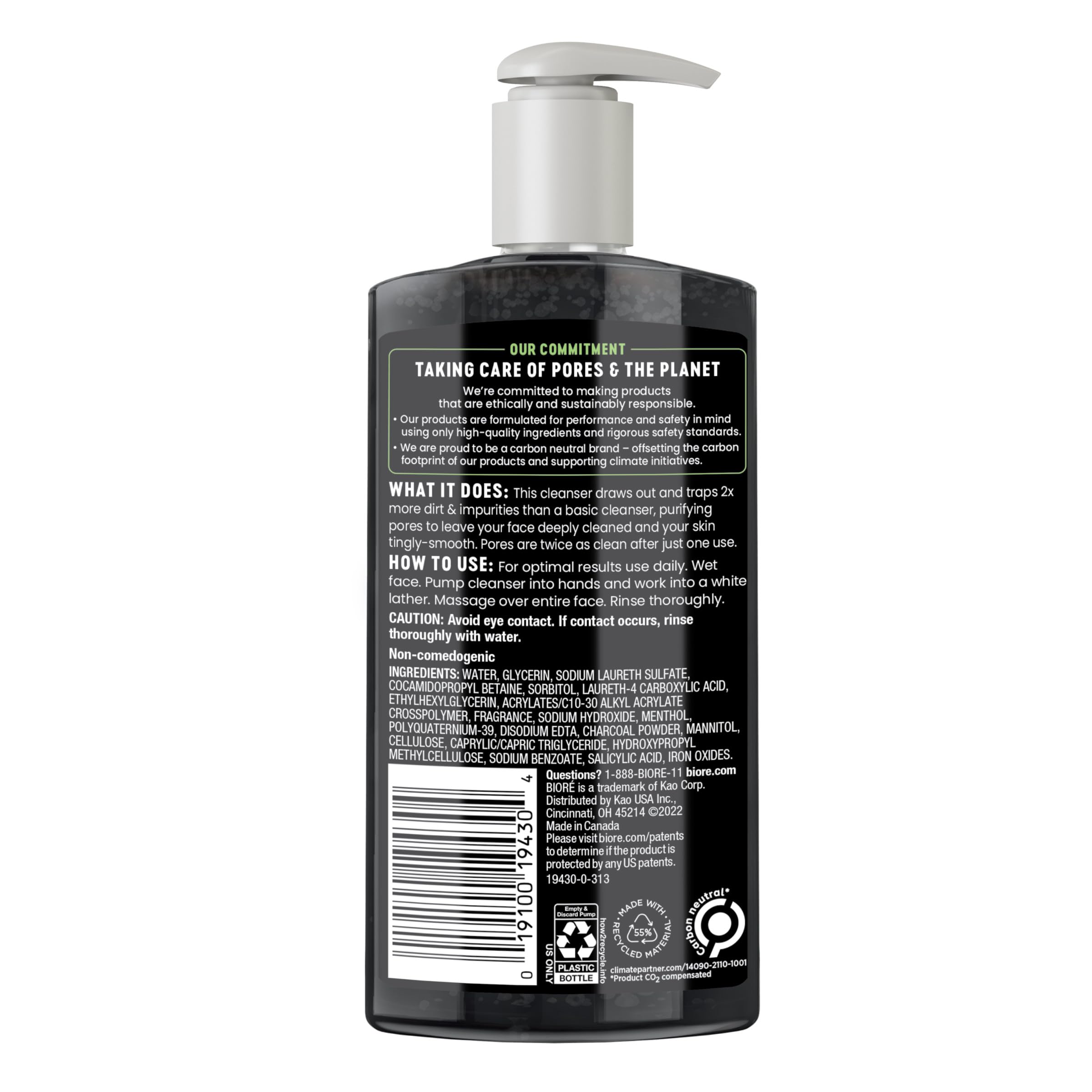 Biore Deep Pore Charcoal Face Wash, Daily Facial Cleanser for Dirt & Makeup Removal, for Oily Skin, 6.77 Oz Bioré buy supplements canada