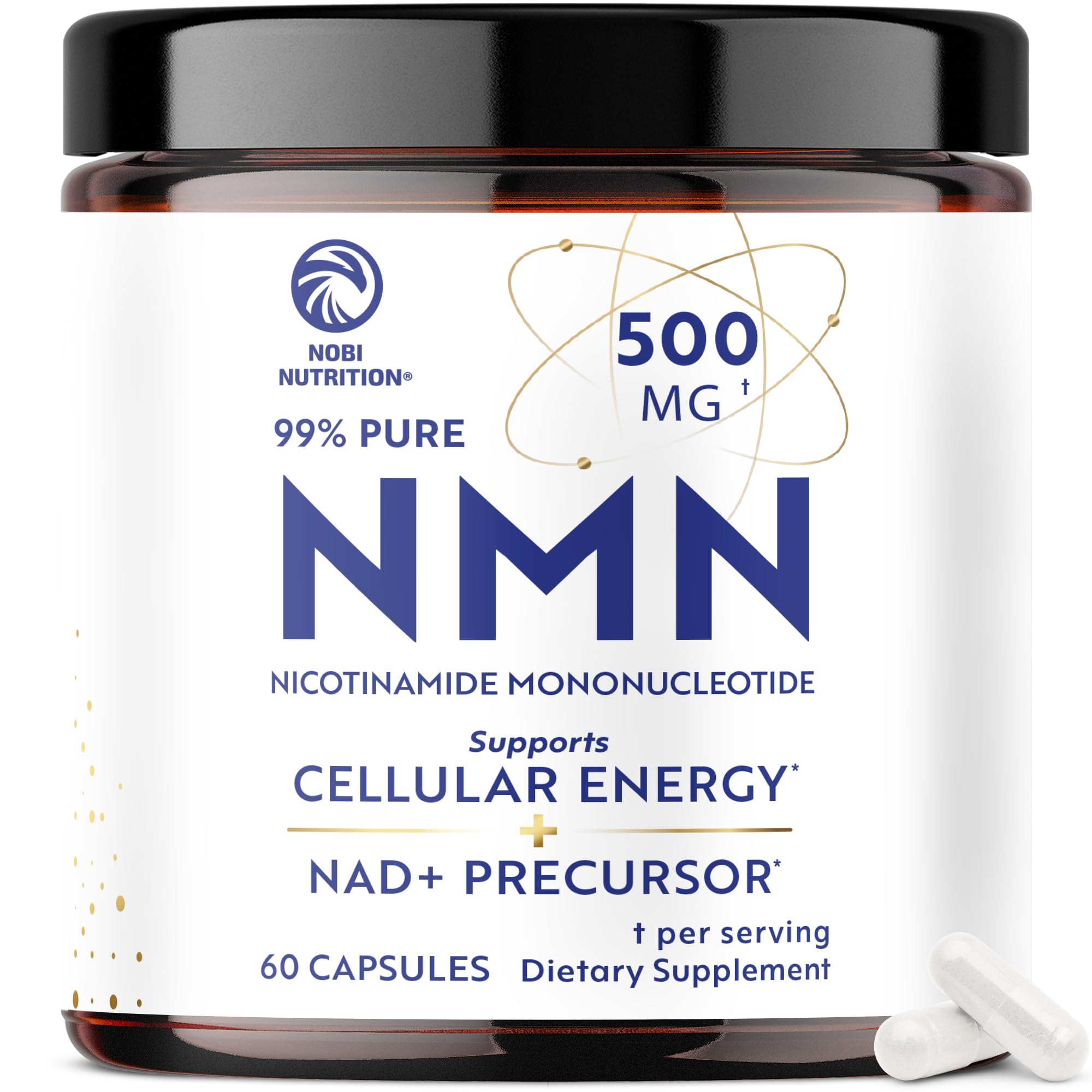 NMN Supplement 500mg | 99% Pure | NAD+ Precursor for Cellular Energy, Longevity, Repair, and Healthy Aging Support | Third-Party Tested & Non-GMO | Nicotinamide Mononucleotide | 60 NMN Capsules Nobi Nutrition buy supplements canada