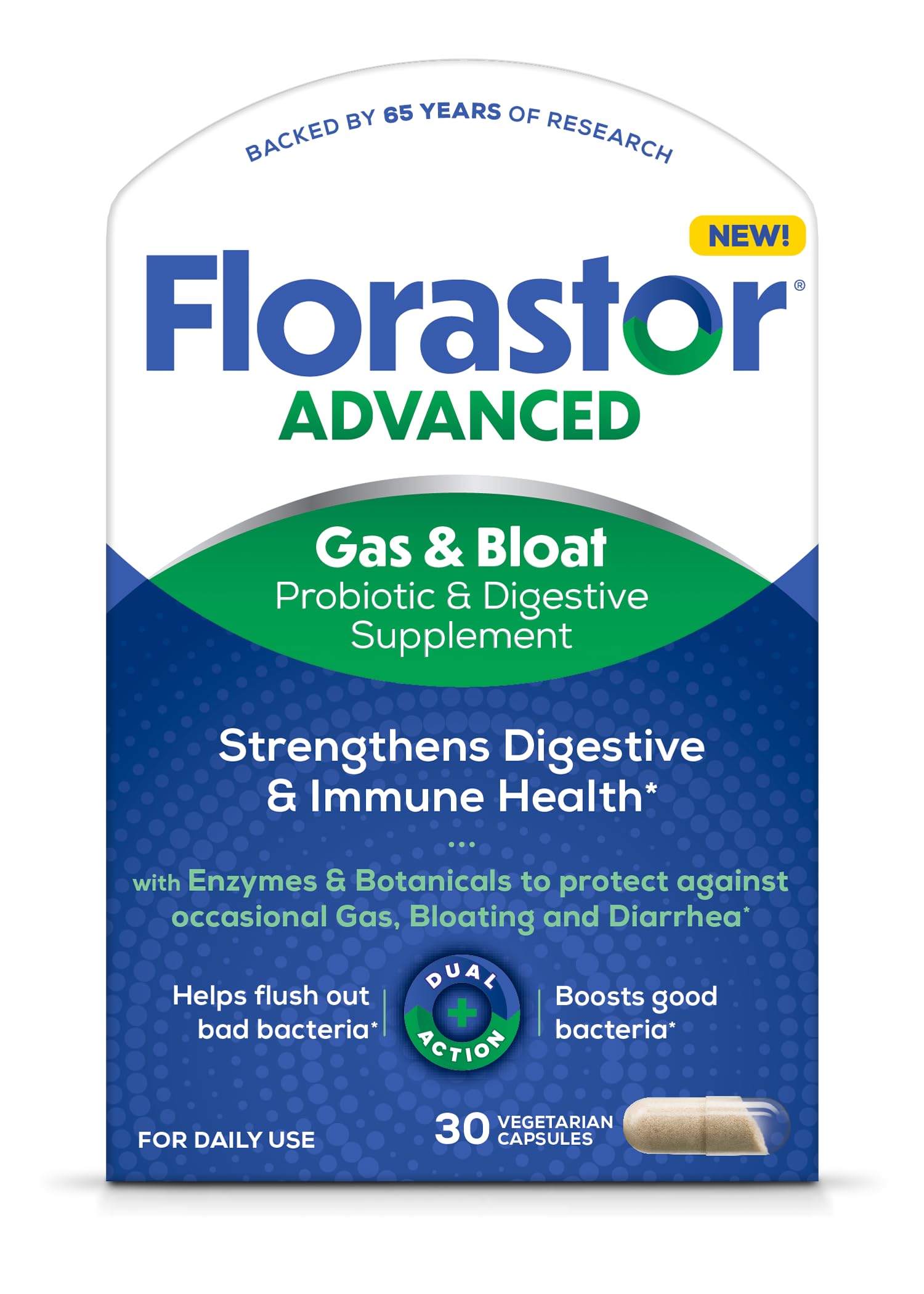Florastor Advanced Gas and Bloat Probiotic, Digestive Enzymes and Botanicals, Plus Probiotics for Digestive Health, 30 Capsules Florastor buy supplements canada