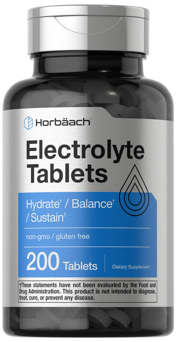 Horbäach Electrolyte Tablets | 200 Count | Helps Hydrate, Balance, & Sustain | with Calcium, Magnesium, Chloride, Sodium and Potassium | Vegetarian, Non-GMO & Gluten Free Horbäach buy supplements canada