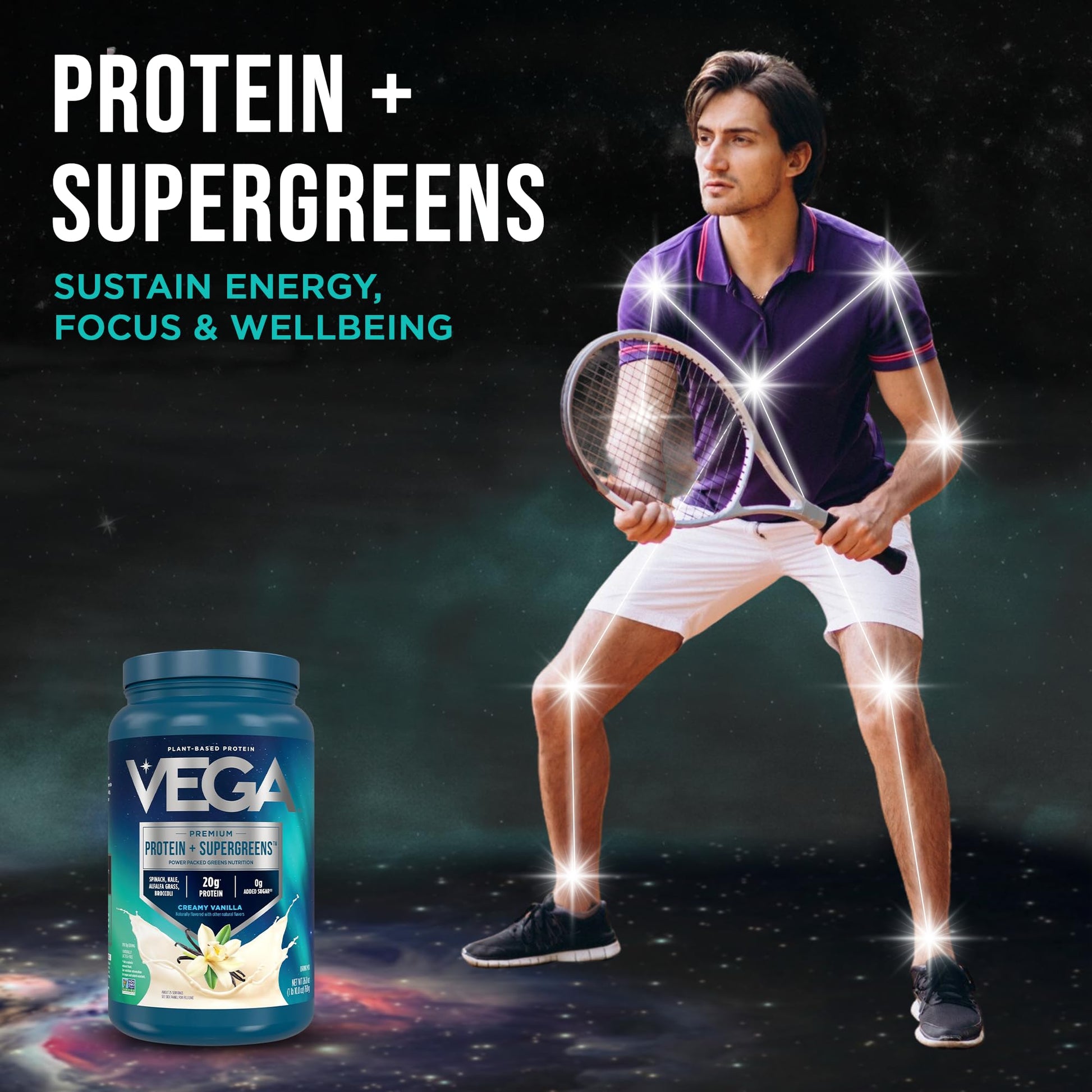 Vega Premium Protein + Supergreens, Creamy Vanilla – 20g Vegan Protein, Dairy & Gluten Free, 26.9 oz (25 Servings) Vega buy supplements canada