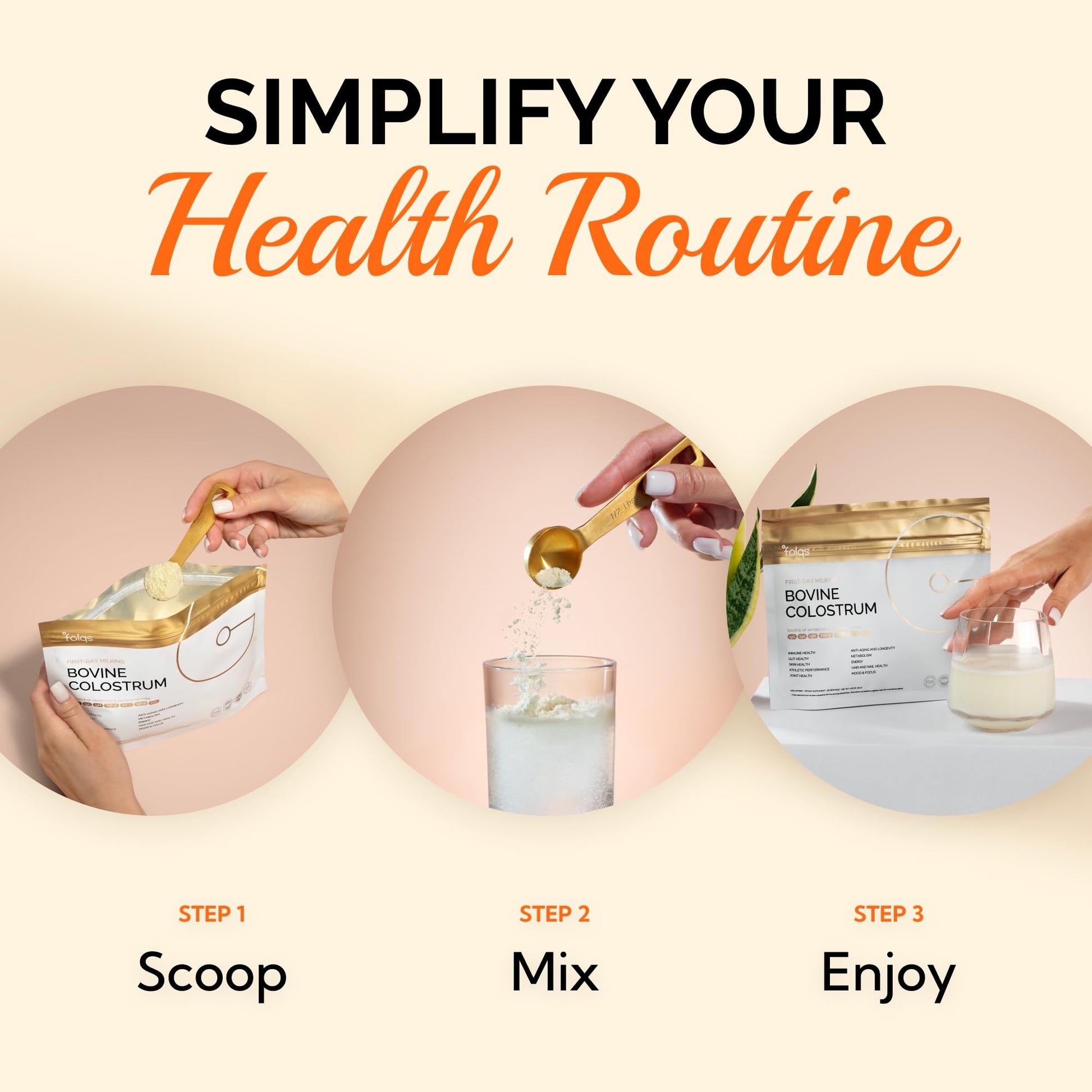 Folqs Bovine Colostrum Powder – First-Day Milking for Immune & Gut Support – 60 Servings – Supports Skin & Tissue Health – Made in USA - Amino Acids, Vitamins, Minerals – Kosher - Sustainably Sourced Folqs buy supplements canada