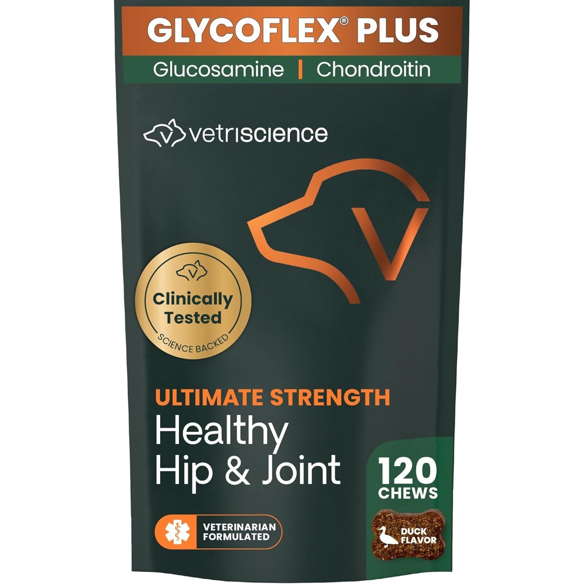 VetriScience Ultimate Strength Healthy Hip & Joint Chews, GlycoFlex Glucosamine, Chondroitin and Green-Lipped Mussel Joint Support Supplement for Dogs, Soothe Joint Discomfort, Duck, 120 Count VETRISCIENCE buy supplements canada