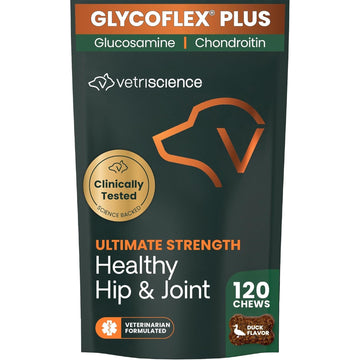 VetriScience Ultimate Strength Healthy Hip & Joint Chews, GlycoFlex Glucosamine, Chondroitin and Green-Lipped Mussel Joint Support Supplement for Dogs, Soothe Joint Discomfort, Duck, 120 Count VETRISCIENCE buy supplements canada