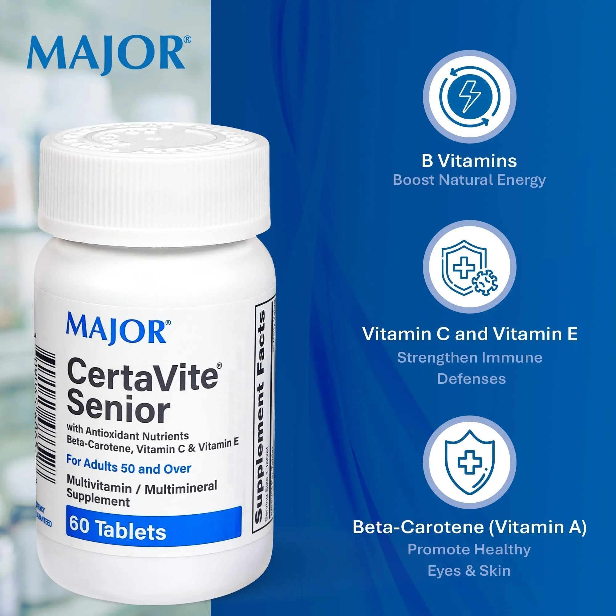 MAJOR CertaVite Senior Multivitamin with Antioxidants – Multivitamin for Women and Men with Beta-Carotene, Iron MAJOR buy supplements canada