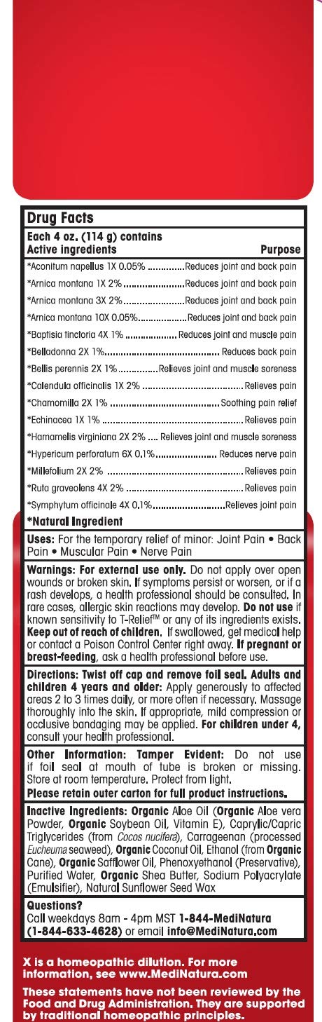 T-Relief Pain Relief cream,[114g] 4 oz MediNatura buy supplements canada