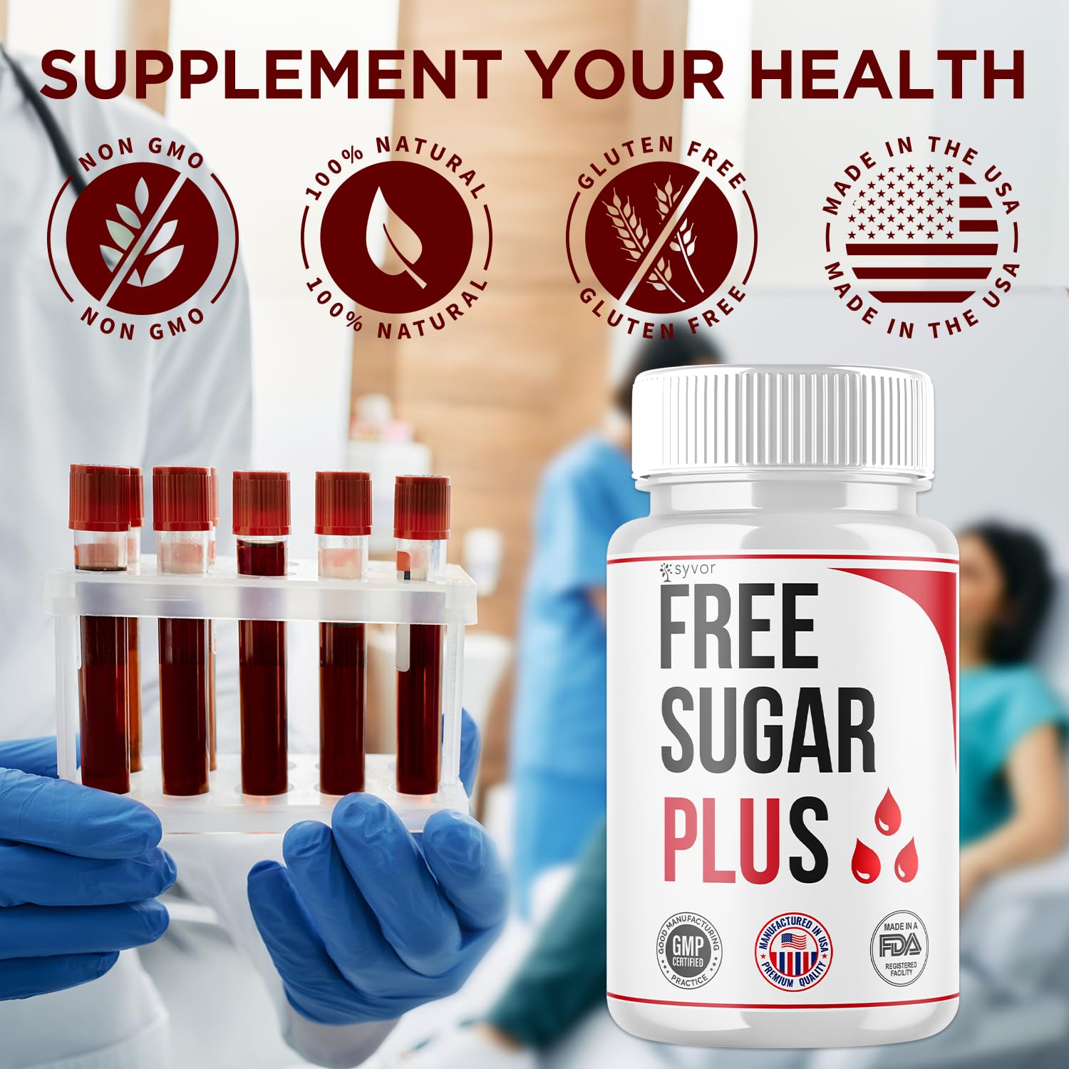Free Sugar Plus Capsules, Official FreeSugar Plus Blood Health Support Pills With All Natural Ingredients, Free Sugar Plus Advanced Wellness Support with Premium Vitamins for Women & Men (60 Capsules) Syvor buy supplements canada
