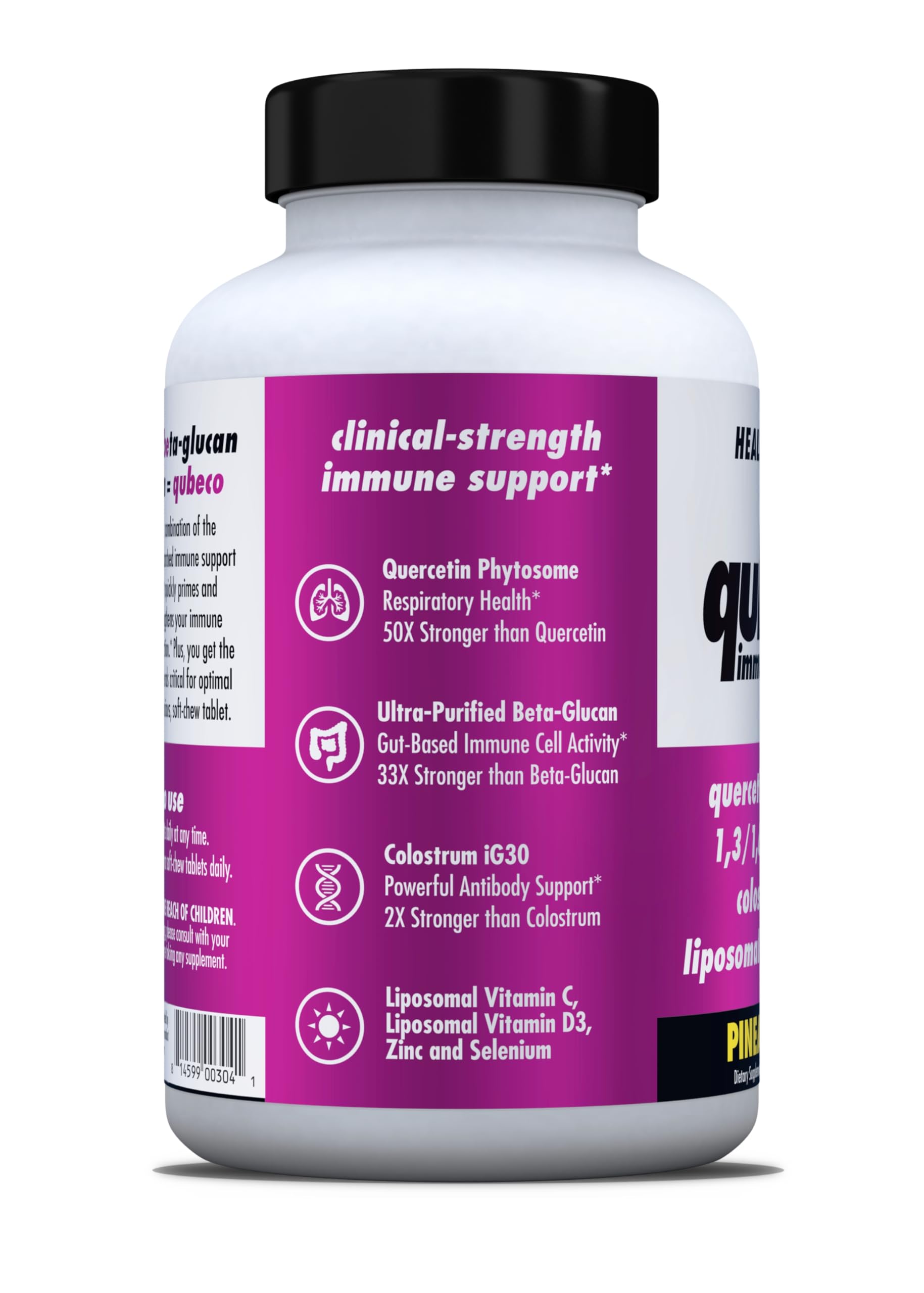 HEALTH DIRECT - Qubeco Immune Support with Vitamin D3, Liposomal Vitamin C, Quercetin, Beta-Glucan, Colostrum, Zinc, Selenium - Clinical Strength – 56 Soft Chew Tabs - 28 Day Supply - Pineapple Zest HEALTH DIRECT buy supplements canada