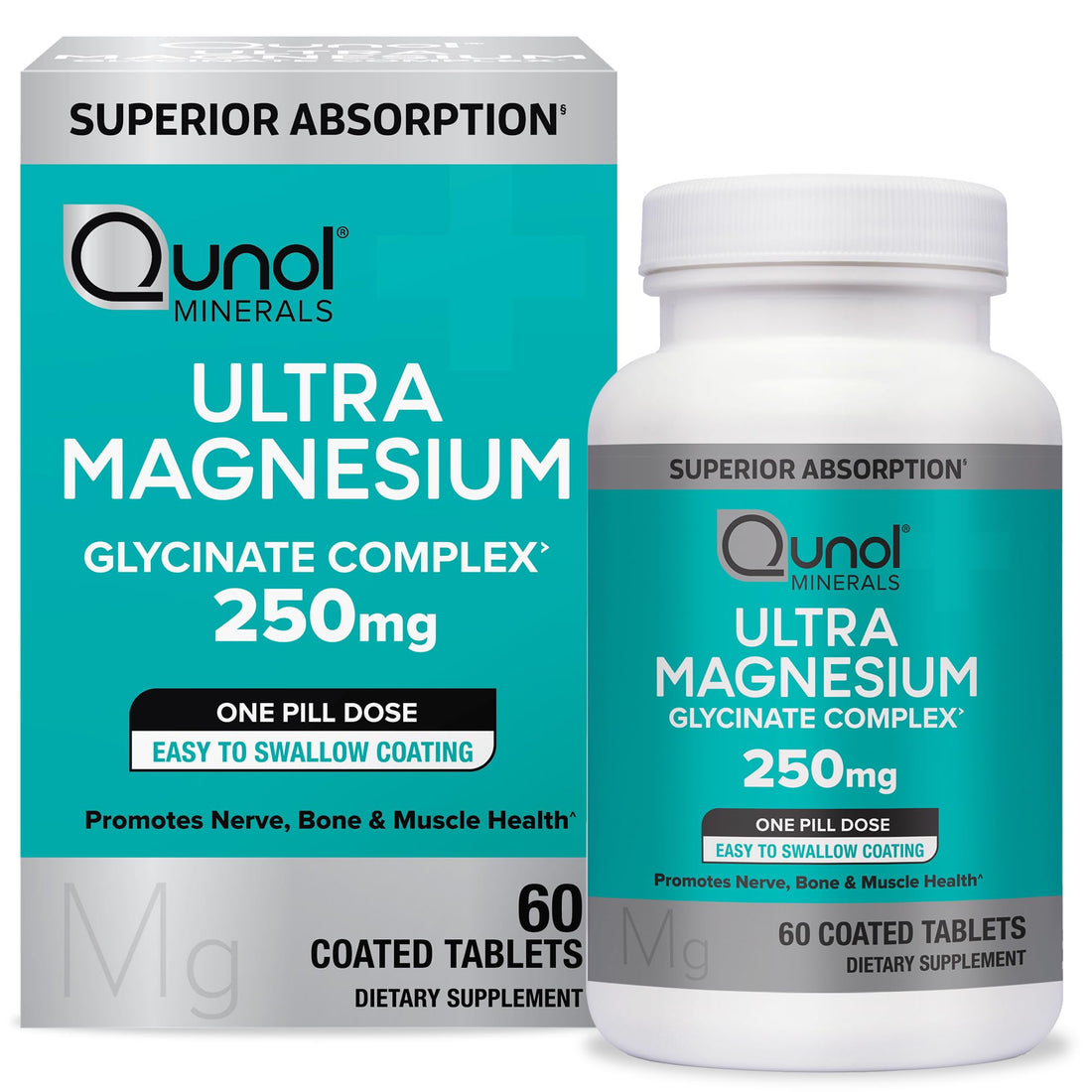 Qunol Magnesium Glycinate Complex, Gentle on Stomach, 250mg One Pill Dose, Superior-Absorption Magnesium, Nerve Qunol buy supplements canada