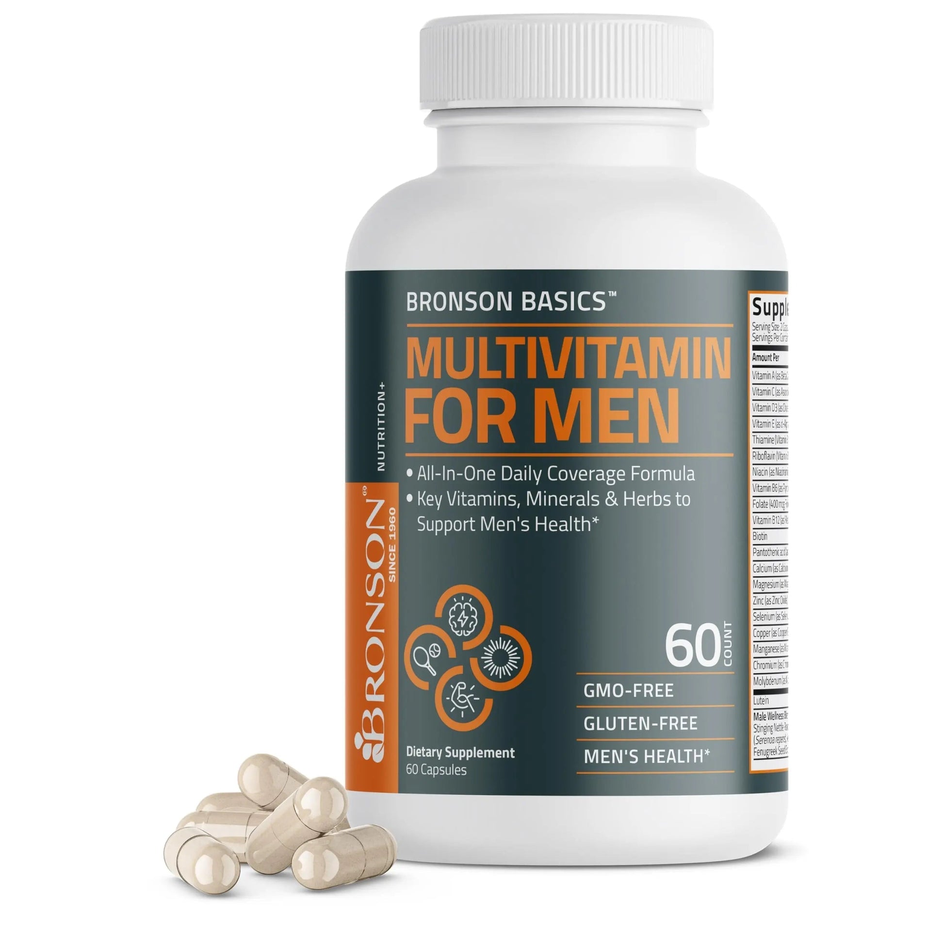 Bronson Multivitamin for Men All-in-One Daily Coverage Formula Key Vitamins, Minerals & Herbs to Support Men's Health, 60 Capsules Bronson buy supplements canada