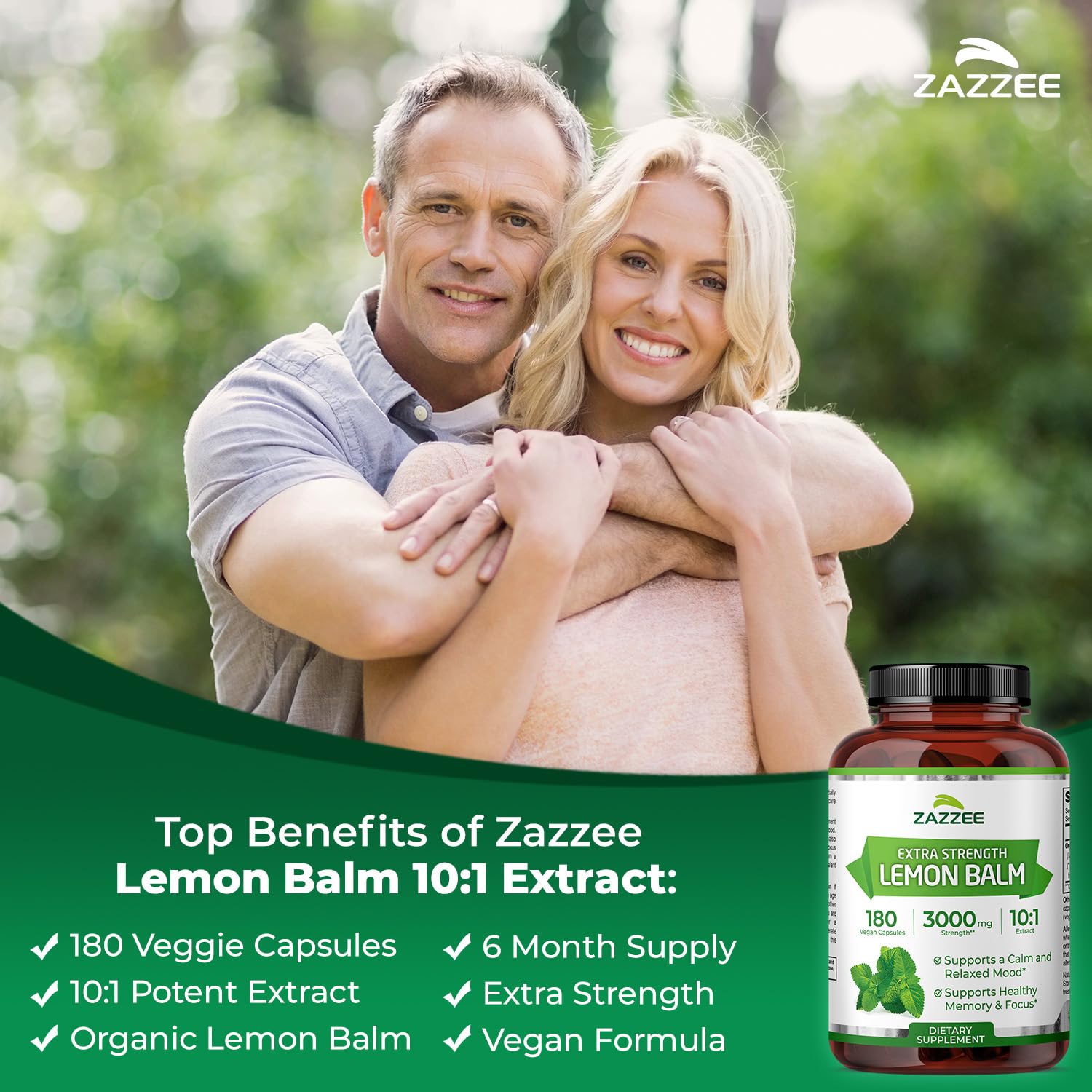 Zazzee Organic Lemon Balm 10:1 Extract, 180 Vegan Capsules, 6 Month Supply, Melissa Officinalis, Calm, Mood, Stress & Relaxation Support, Herbal Supplement, All-Natural, Non-GMO, Made in the USA Zazzee buy supplements canada