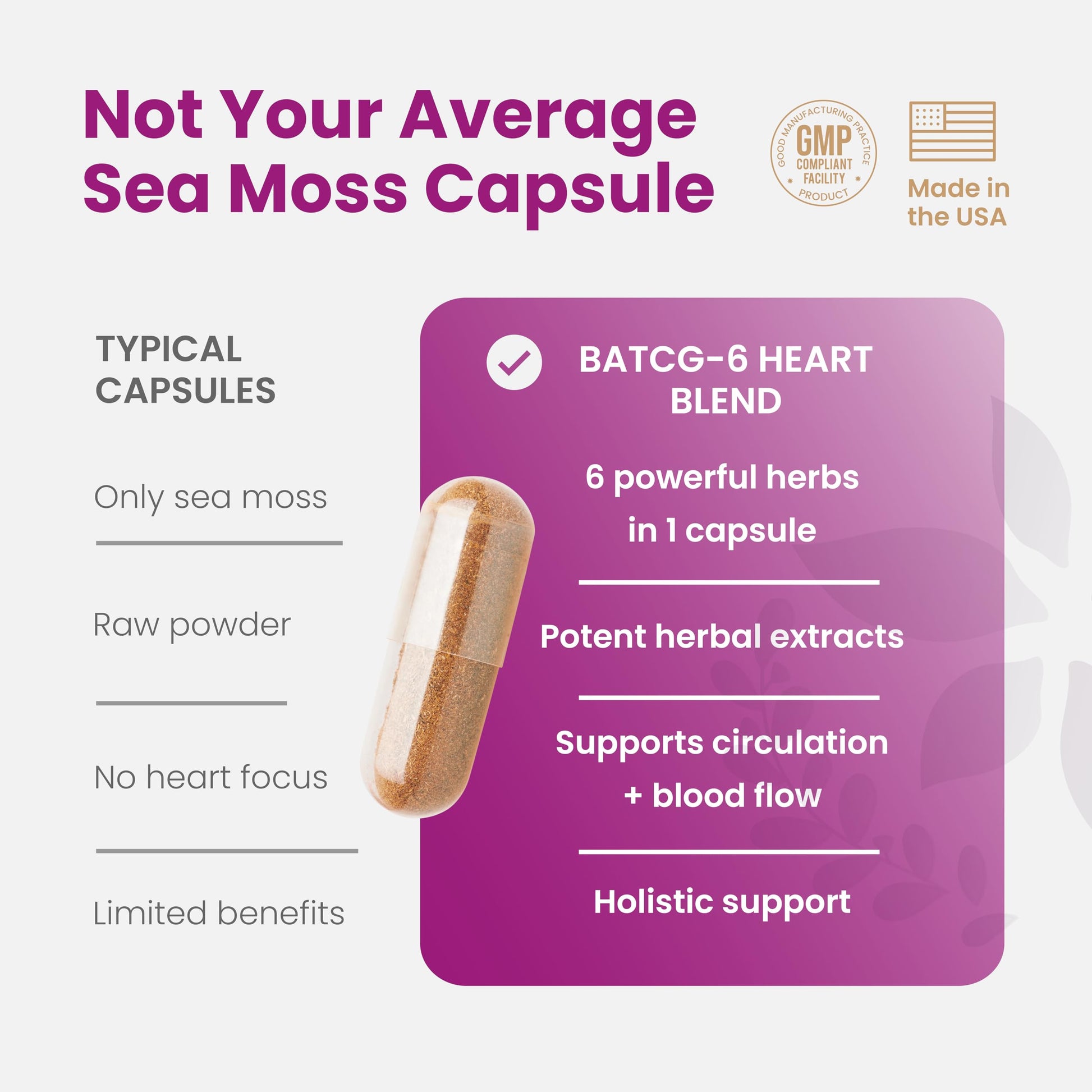 Healthy Herbs Wildcrafted Sea Moss Capsules | 1950mg BATCG-6 "Heart Complex Advanced Sea Moss Superblend | US-Made, Vegan, Non-GMO, Easy-Swallow (90 Capsules) Healthy Herbs buy supplements canada