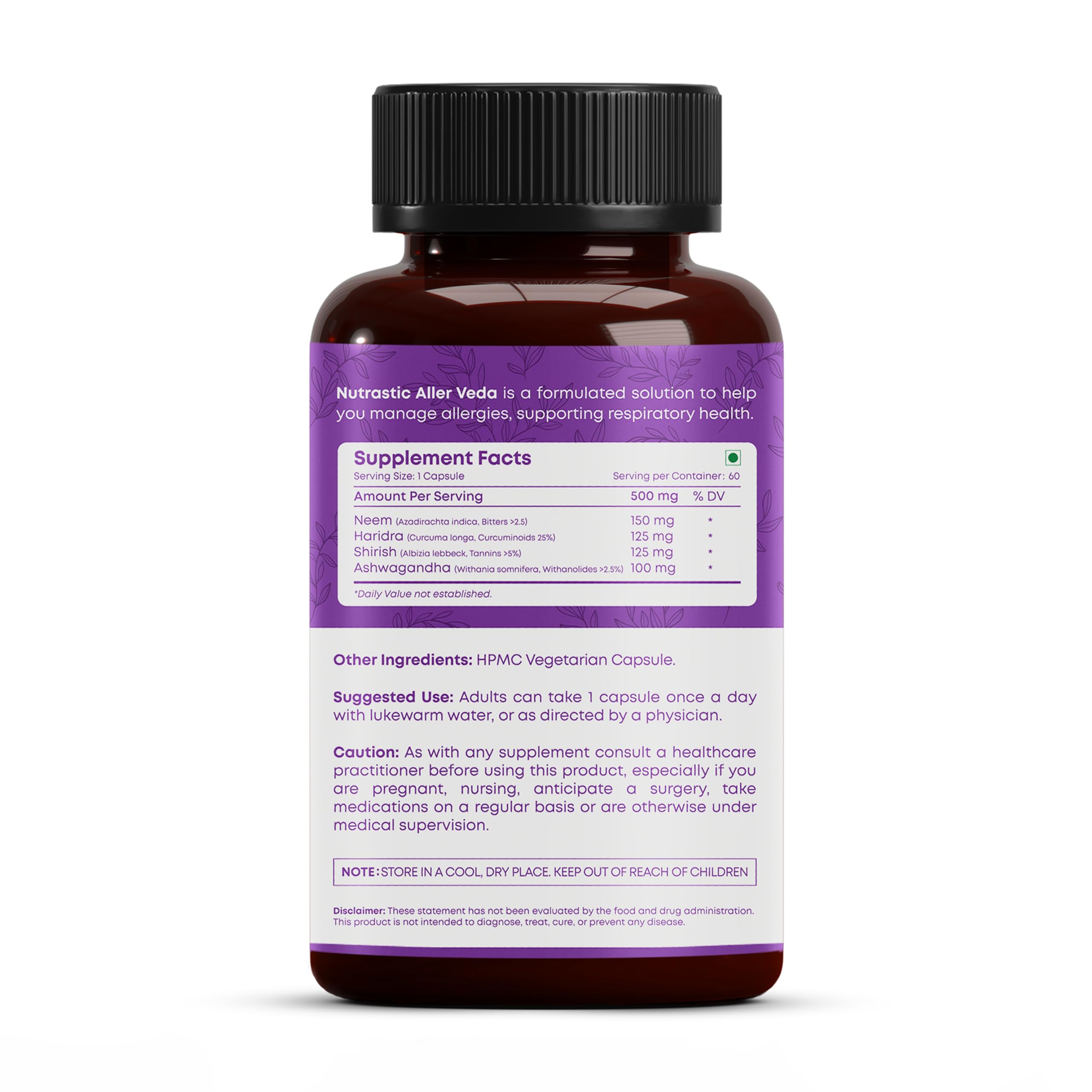 Nutrastic Aller Veda Respiratory Wellness Supplement with Pure Tulsi, Amla, Turmeric, and Neem | Natural Support for Healthy Breathing | 60 Caps Nutrastic buy supplements canada