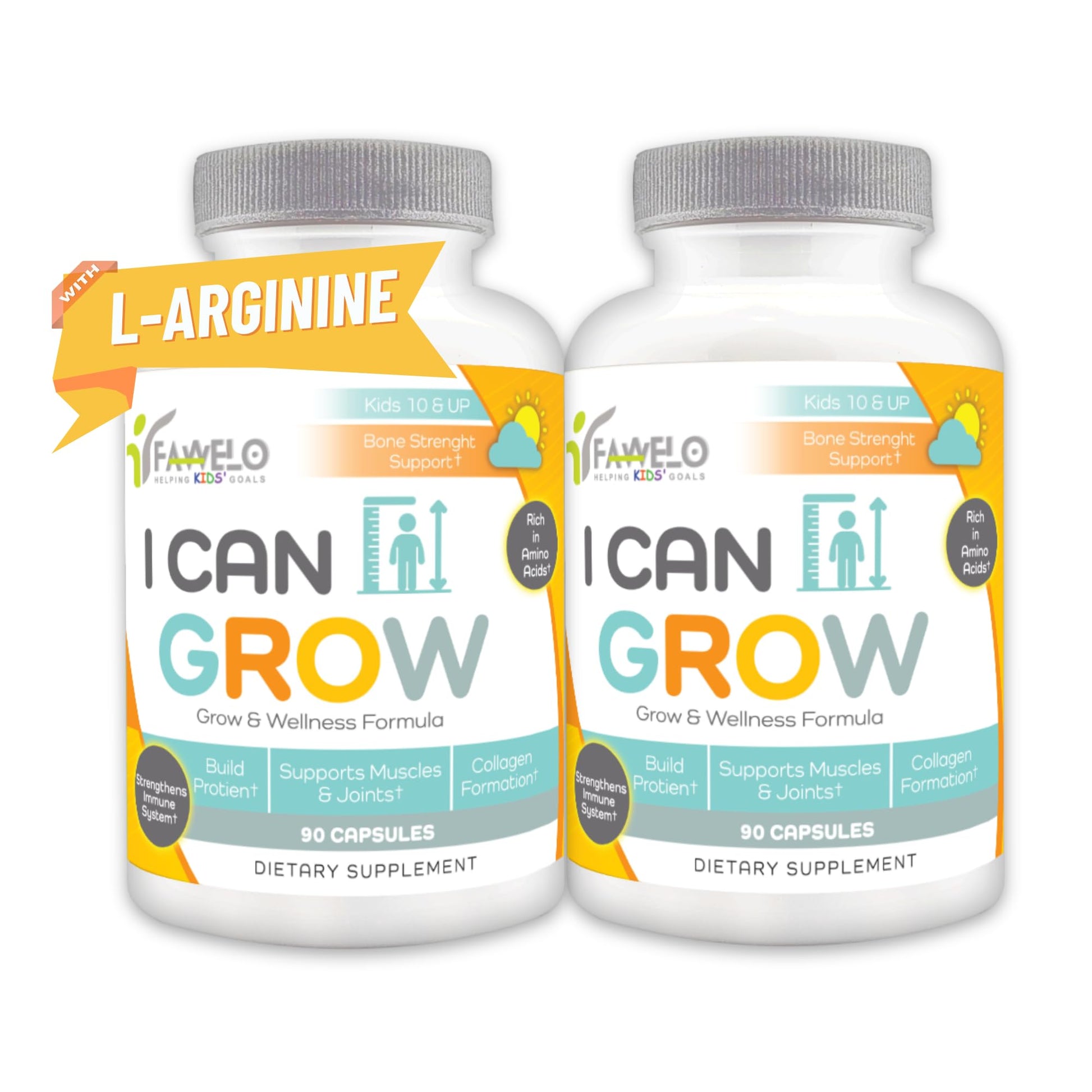 Fawelo I Can Grow (2 Pack) - for Kids 10+ and Teens | Enhances Natural Development | Strength Bone, Muscle & Joints | Immunity & Overall Health | Transparent Ingredients | Made in the USA Fawelo buy supplements canada
