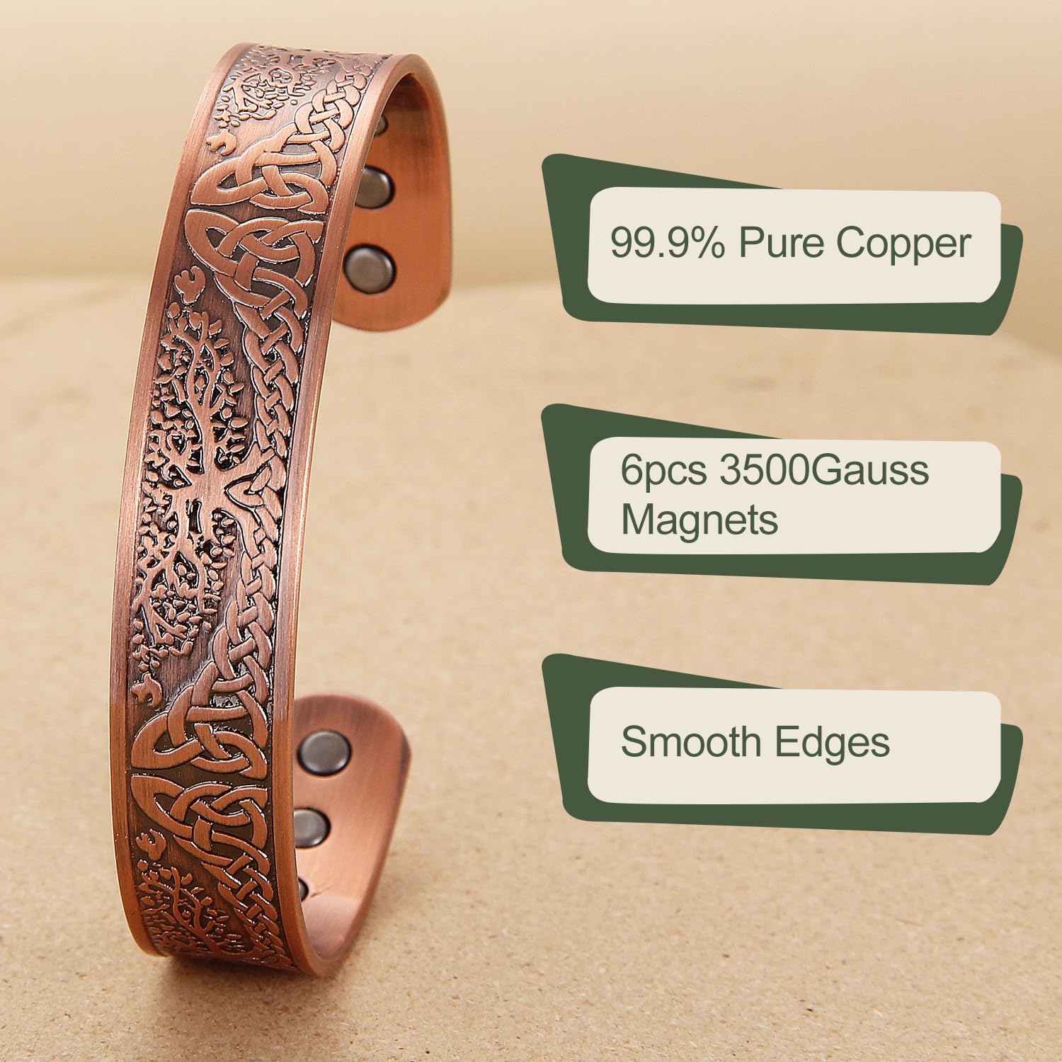 MagEnergy Magnetic Copper Bracelet for Men Life of Tree, 99.99% Pure Copper Bangle MagEnergy buy supplements canada