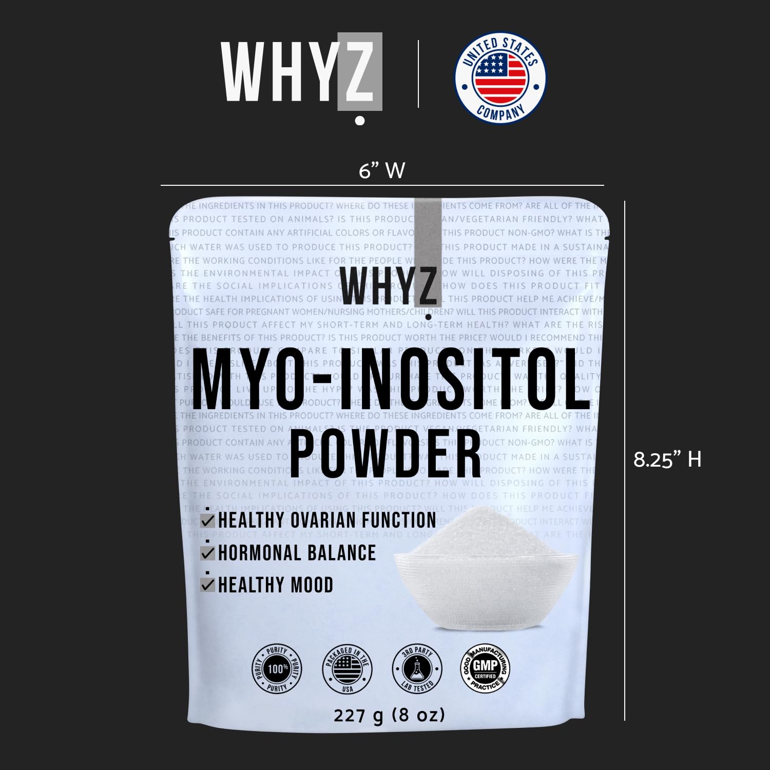 Myo-Inositol Powder 8oz, Natural Myo Inositol Supplement for Ovarian Support WHYZ buy supplements canada