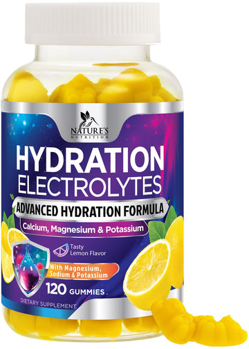 Hydration Electrolyte Gummies - Daily Liquid Replenisher Gummy - Electrolyte Multiplier with Minerals, Potassium & Real Salt - Vegan, Non-GMO - Tasty Lemon Flavor Hydration Electrolytes Nature's Nutrition buy supplements canada