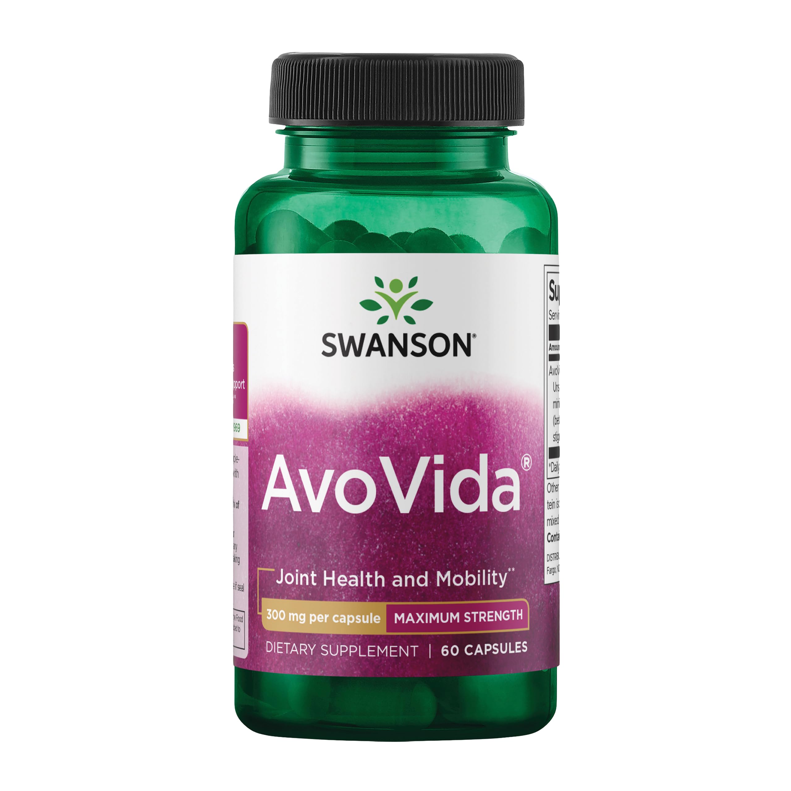 Swanson AvoVida - Natural Supplement Promoting Joint Health & Mobility - Avocado & Soybean Unsaponifiables to Support Cartilage & Tissue Health - (60 Capsules, 300mg Each) (1 Pack) Swanson buy supplements canada