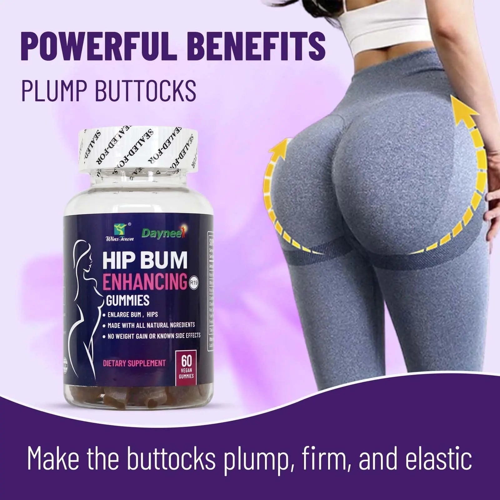 Wins Town Hip Butt Enhancement Gummies, Booty Multivitamins Supplements for Firm and Lift Bigger Buttocks for Women, 60 Count Wins Town buy supplements canada
