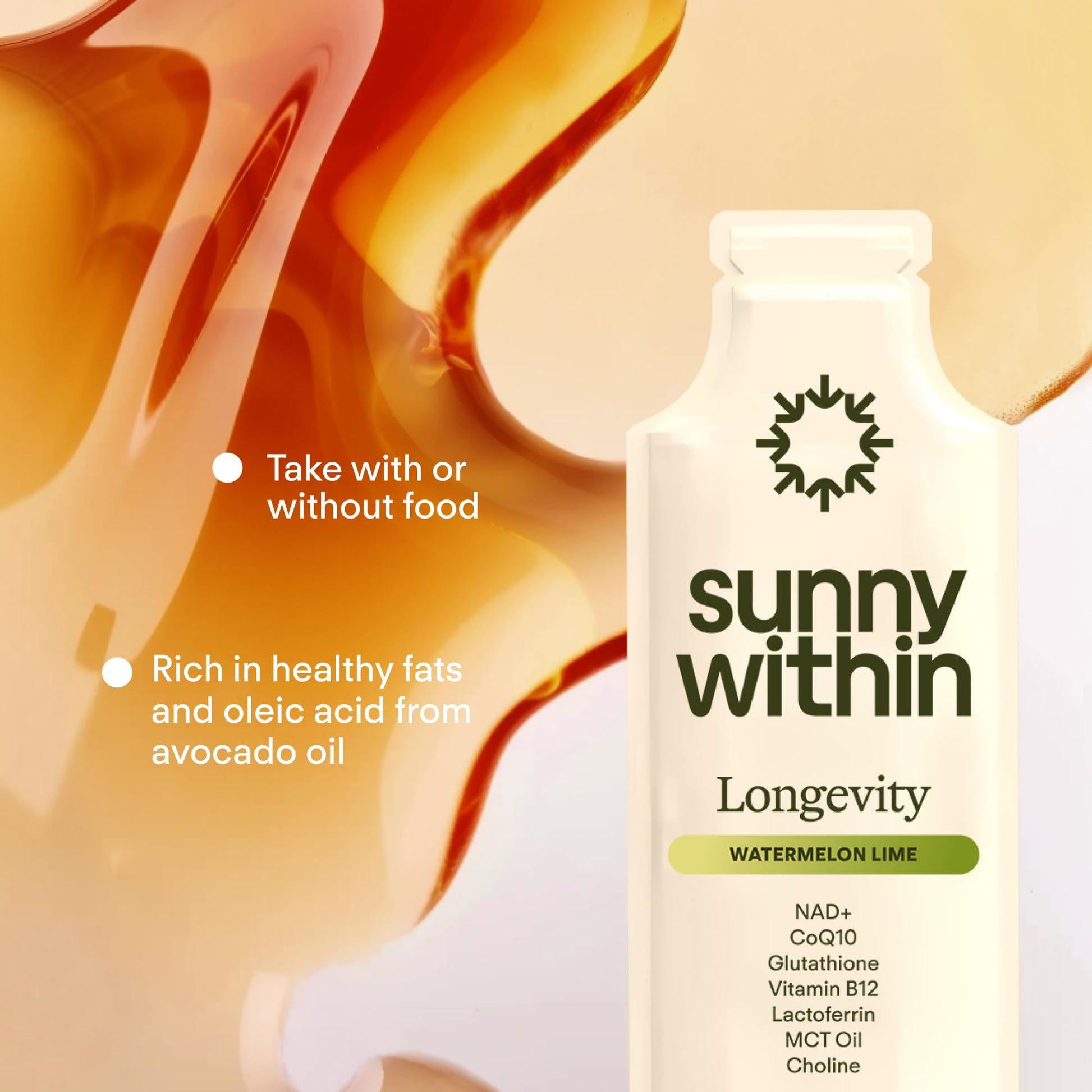 Sunny Within Longevity – Liposomal NAD+ Glutathione Supplement w/Liquid NAD+, CoQ10, B12, MCT & Avocado Oil – Cellular Health, Energy, Brain, Gut & Heart Support* – Watermelon Lime – 30 Pouches Sunny Within buy supplements canada