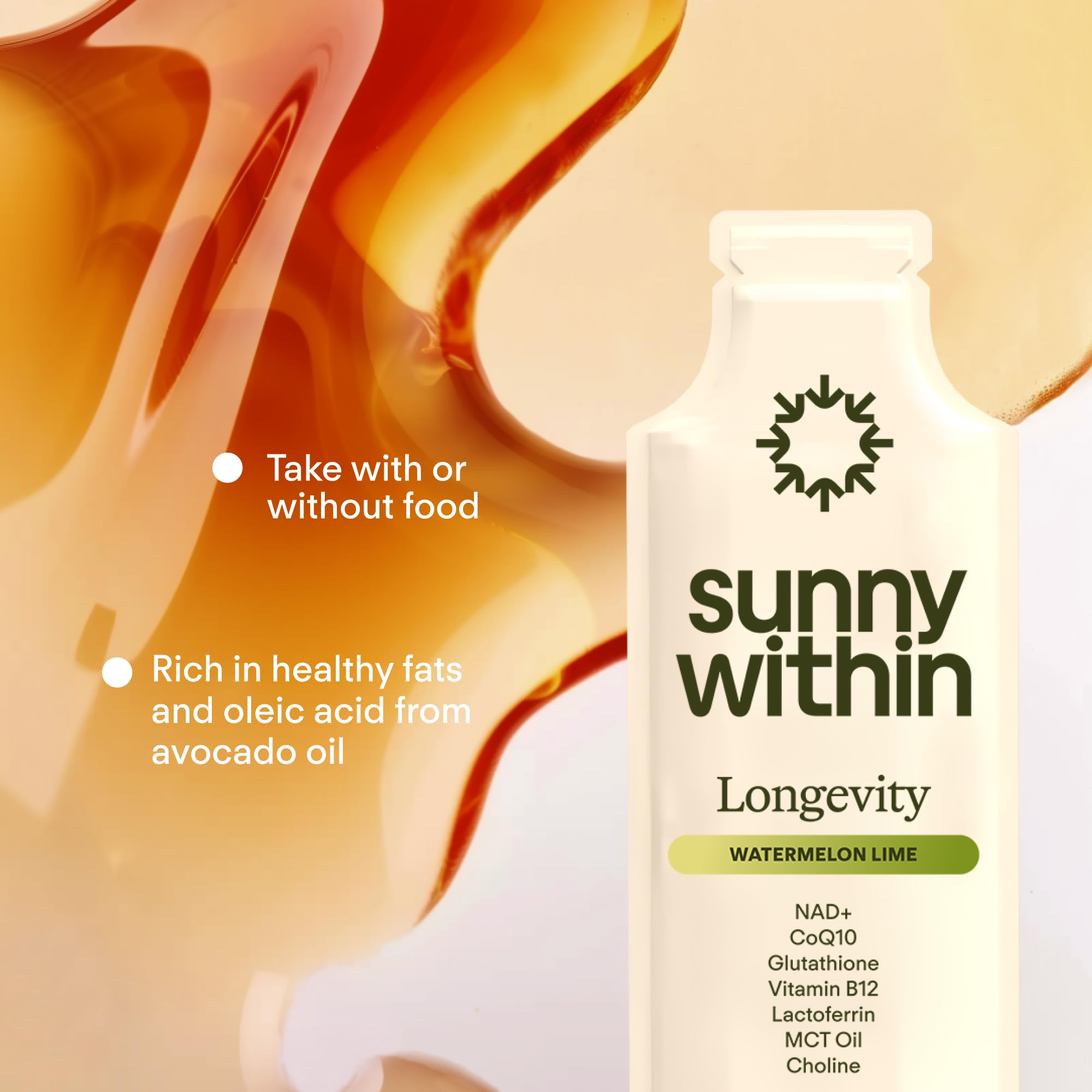 Sunny Within Longevity – Liposomal NAD+ Glutathione Supplement w/Liquid NAD+, CoQ10, B12, MCT & Avocado Oil – Cellular Health, Energy, Brain, Gut & Heart Support* – Watermelon Lime – 30 Pouches Sunny Within buy supplements canada
