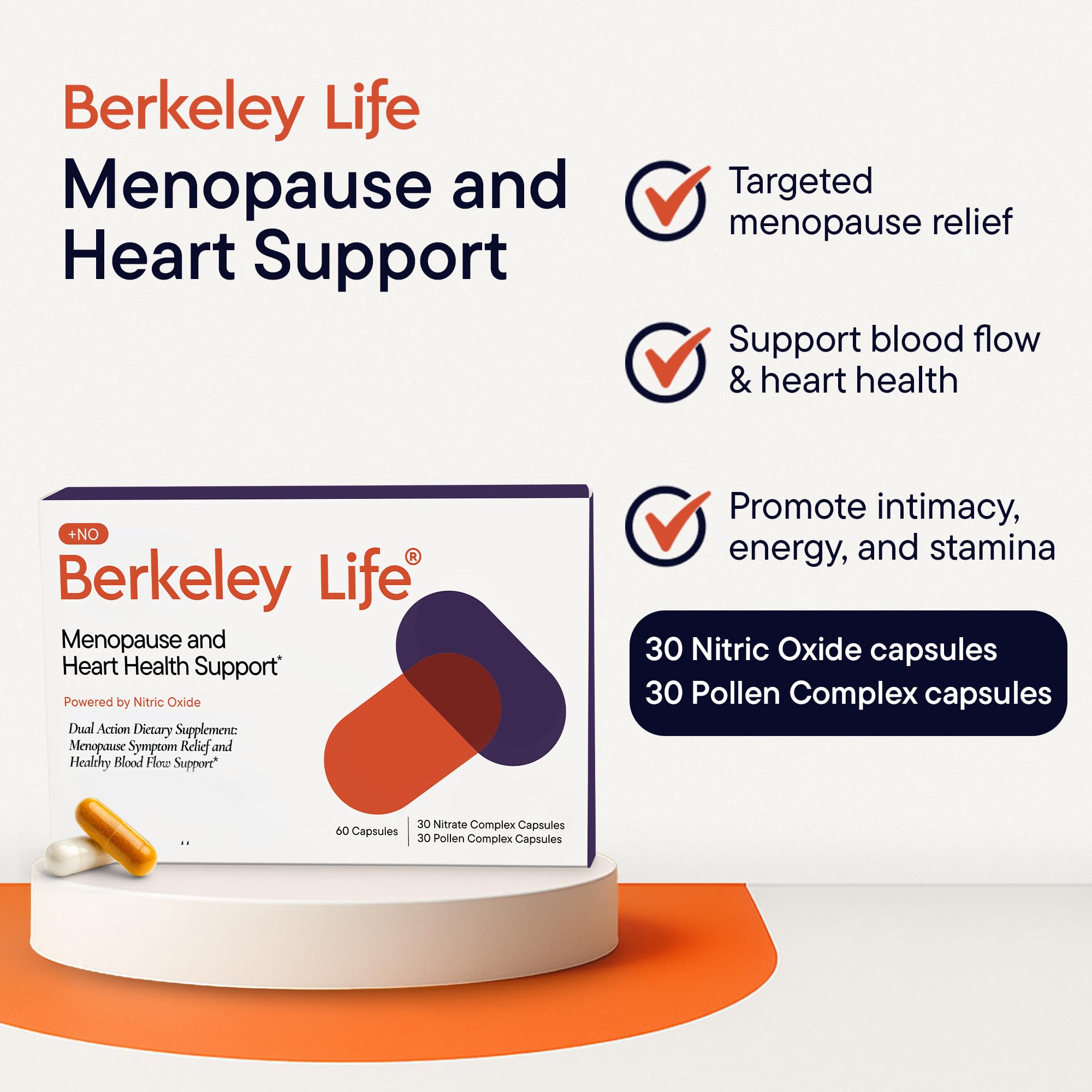 Berkeley Life Menopause and Heart Health Support Supplements - Hormone-Free Dual-Action Nitric Oxide Supplement for Menopause Symptom Relief & Healthy Blood Flow Support for Women - 60 Capsules Berkeley Life buy supplements canada