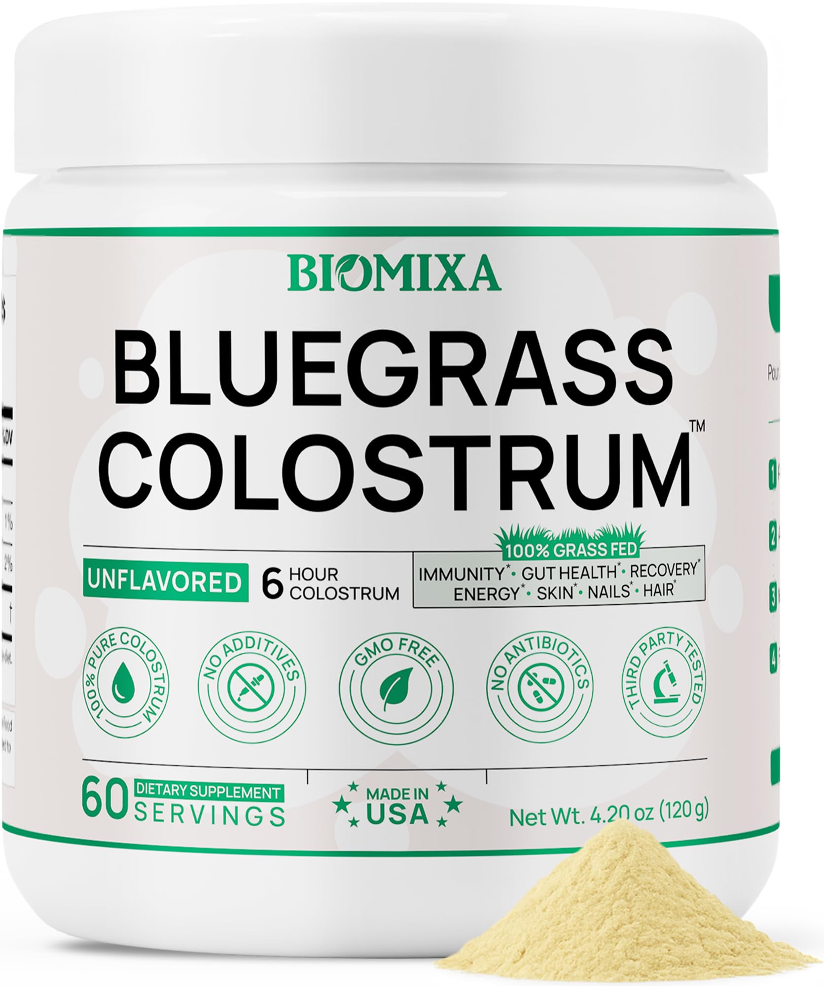 Bovine Colostrum Supplement - 100% Pure Whole Colostrum Powder - Grass-Fed, Unflavored, No Additives, Gut & Immune Support, Natural IgG, 60 Servings - Made in USA Bluegrass Colostrum buy supplements canada