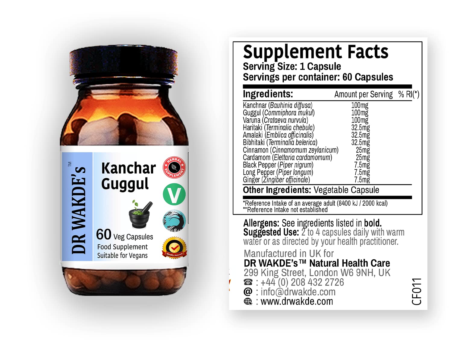 DR WAKDE's Kanchnar Guggul (60 Veg Caps, Ayurvedic Supplement, Vegan, Herbal, Natural, Made in the UK) DR WAKDE's buy supplements canada
