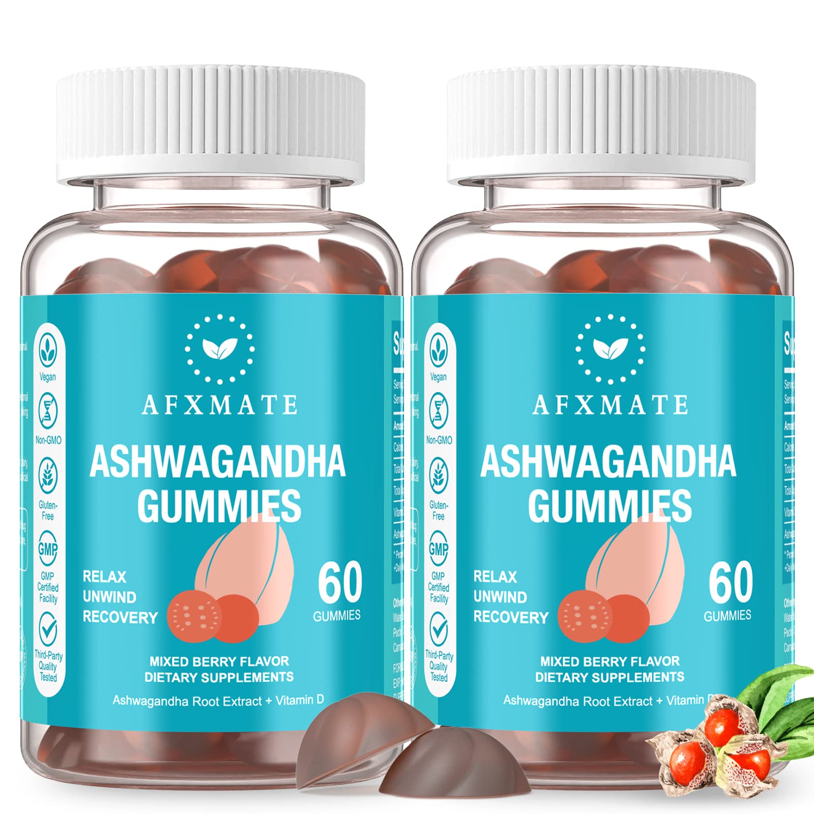 AFXMATE Ashwagandha Gummies & Vitamin D Gummies for Men & Women 120 Count Aswangdha Supplement (Non-GMO, Sugar Free & Gluten Free) AFXMATE buy supplements canada