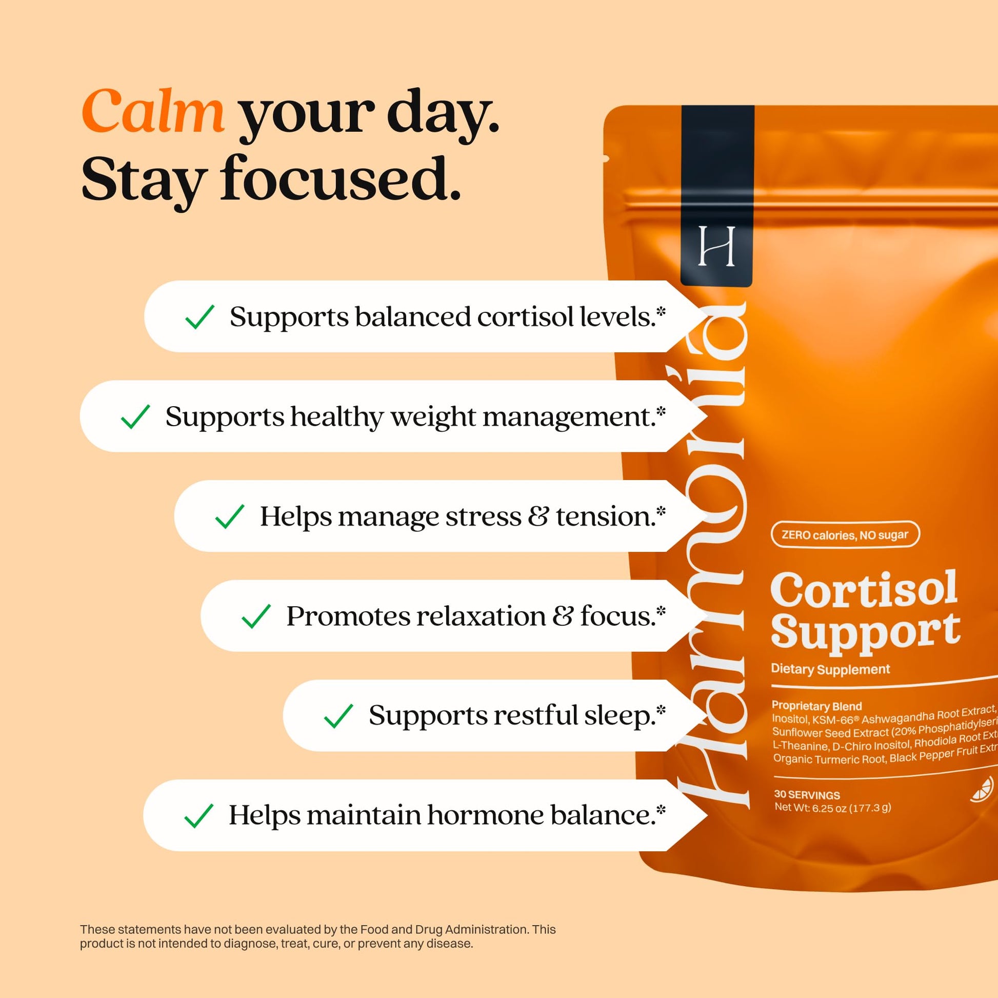 Harmonia Cortisol Cocktail | Cortisol Supplements for Women & Men with Ashwagandha, Magnesium & L-Theanine | Drink Harmonia for Stress Relief, Weight Management HARMONÍA buy supplements canada