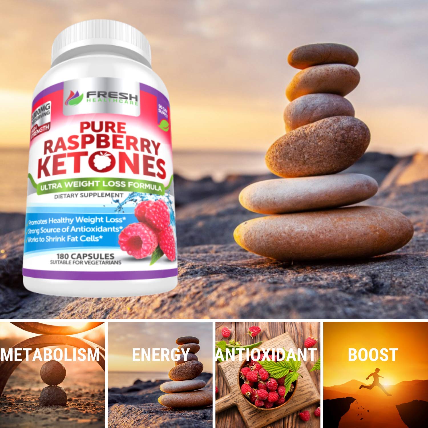 FRESH HEALTHCARE Pure 100% Raspberry Ketones Max 1000mg Per Serving - 3 Month FRESH HEALTHCARE buy supplements canada