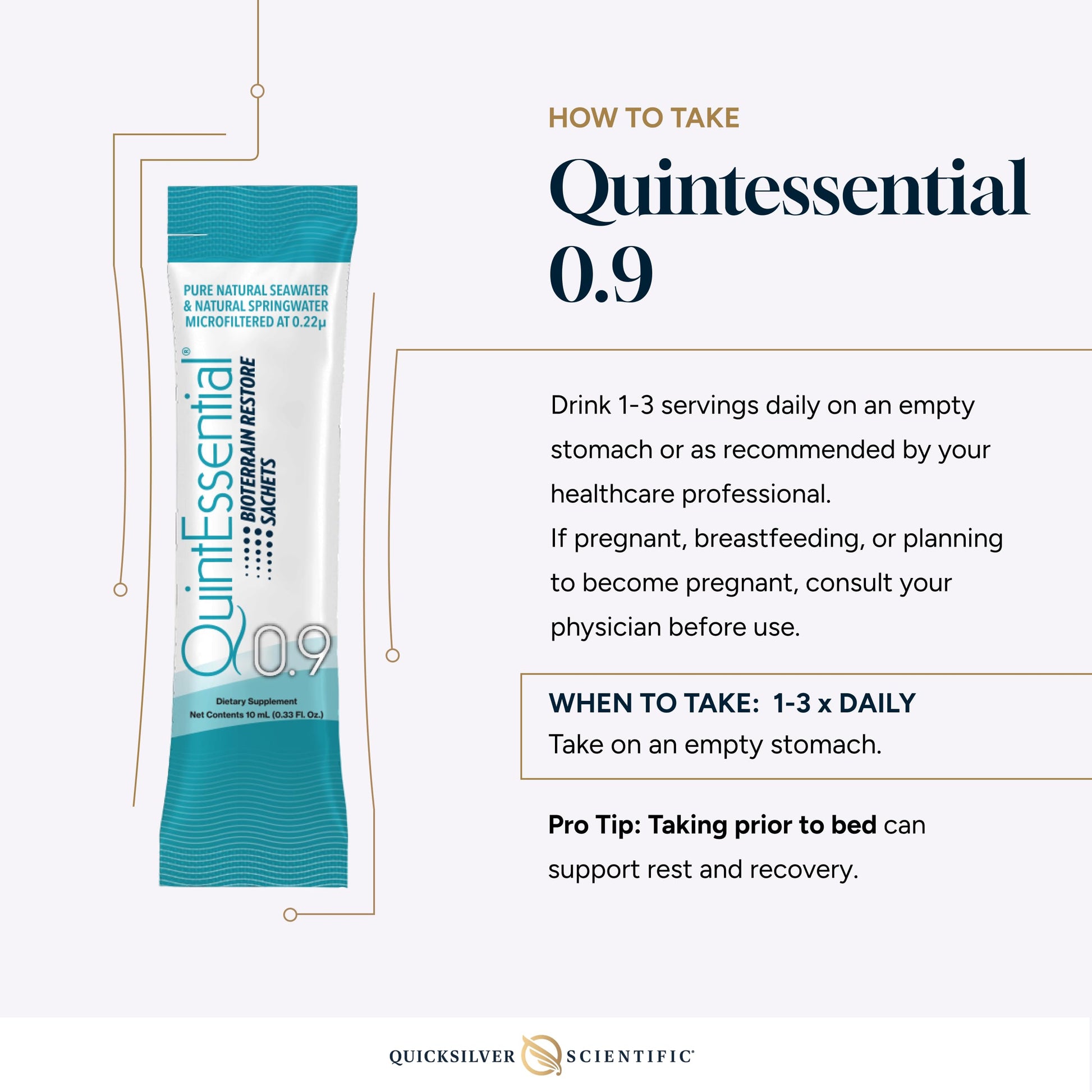 Quicksilver Scientific Quintessential 0.9 Sachets - Isotonic Solution with Sea Water Minerals + Alpine Spring - Liquid Hydration, Electrolyte + Multi Minerals Supplement (30 Count) Quicksilver Scientific buy supplements canada