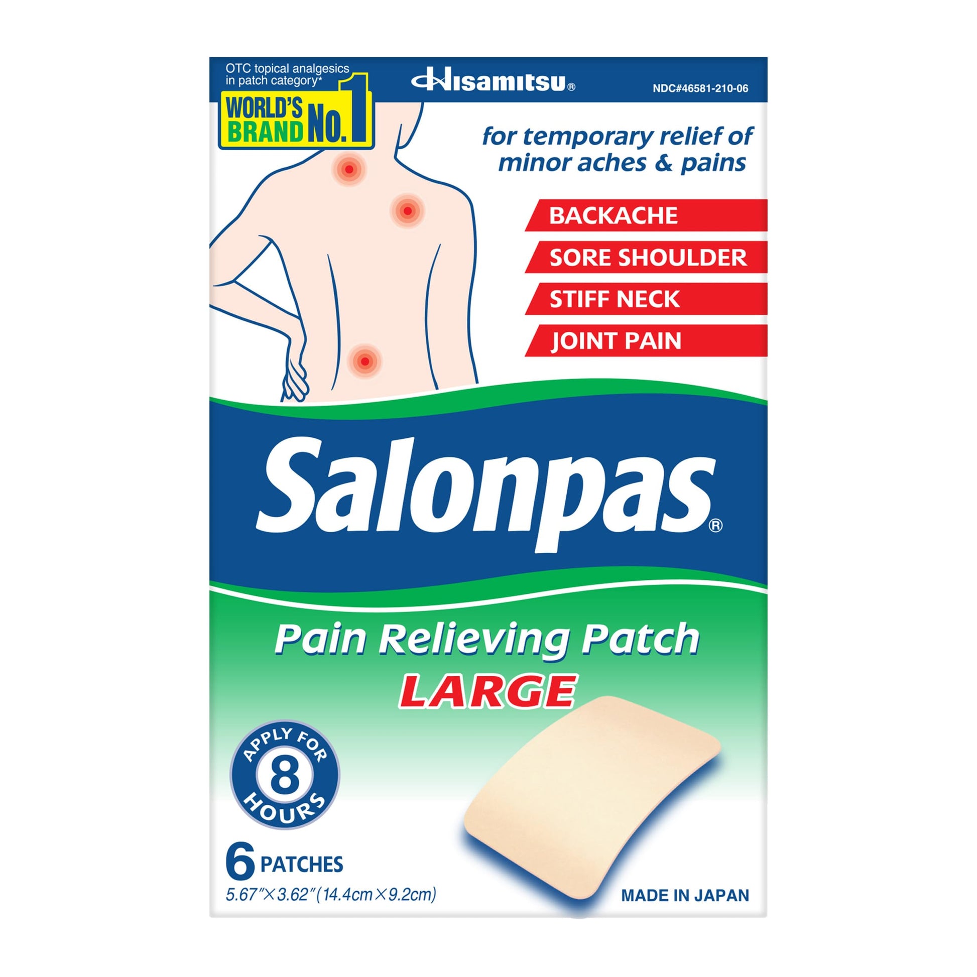 Salonpas Pain Relieving Patch, Large, 6 Count, for Back, Neck, Shoulder, Knee Pain and Muscle Soreness, 8 Hour Pain Relief Salonpas buy supplements canada